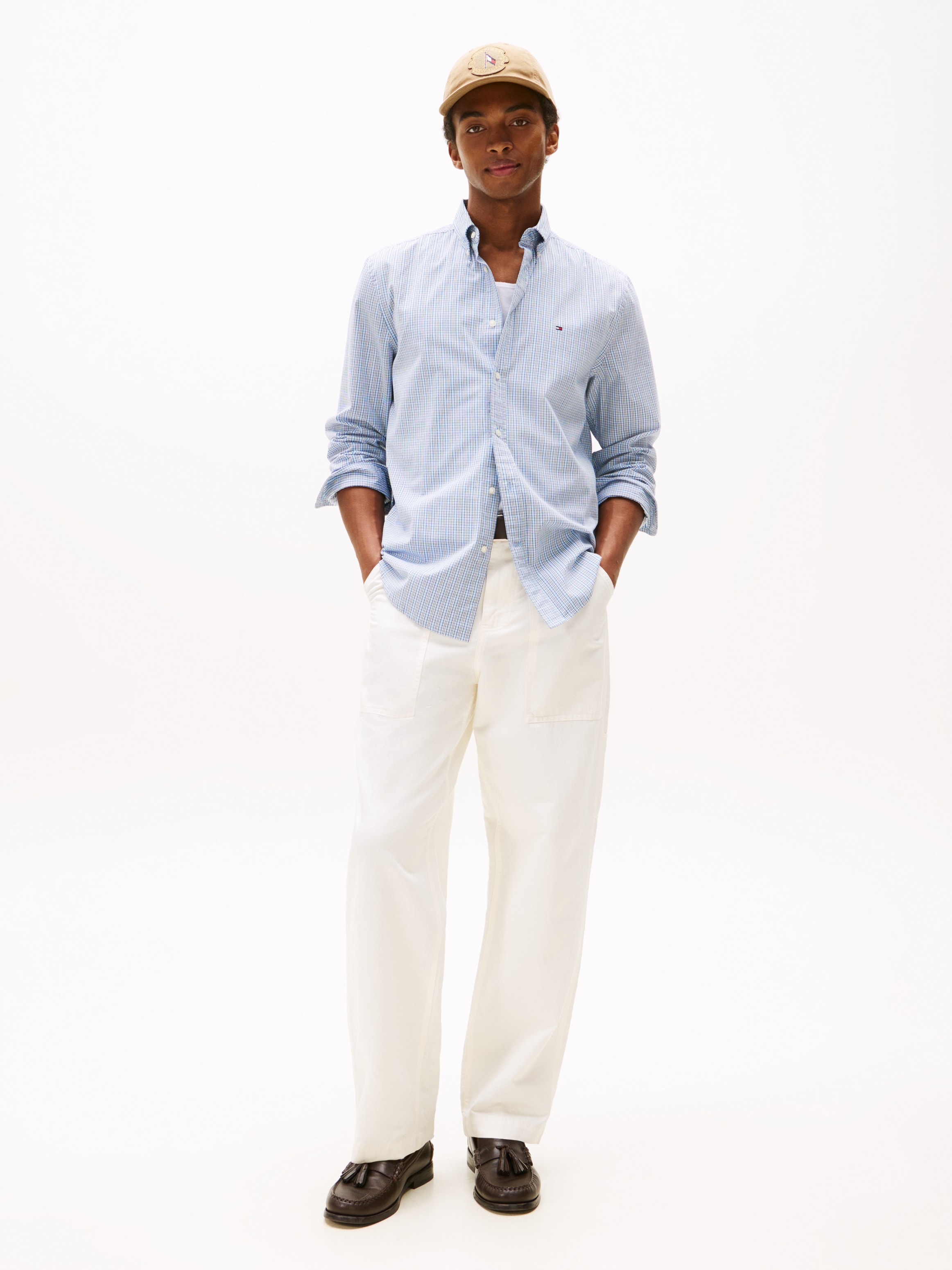 Tommy Hilfiger Langarmhemd »FLEX POPLIN SMALL TARTAN SHIRT« regular fit, kleinkariert, Button-down-Kragen