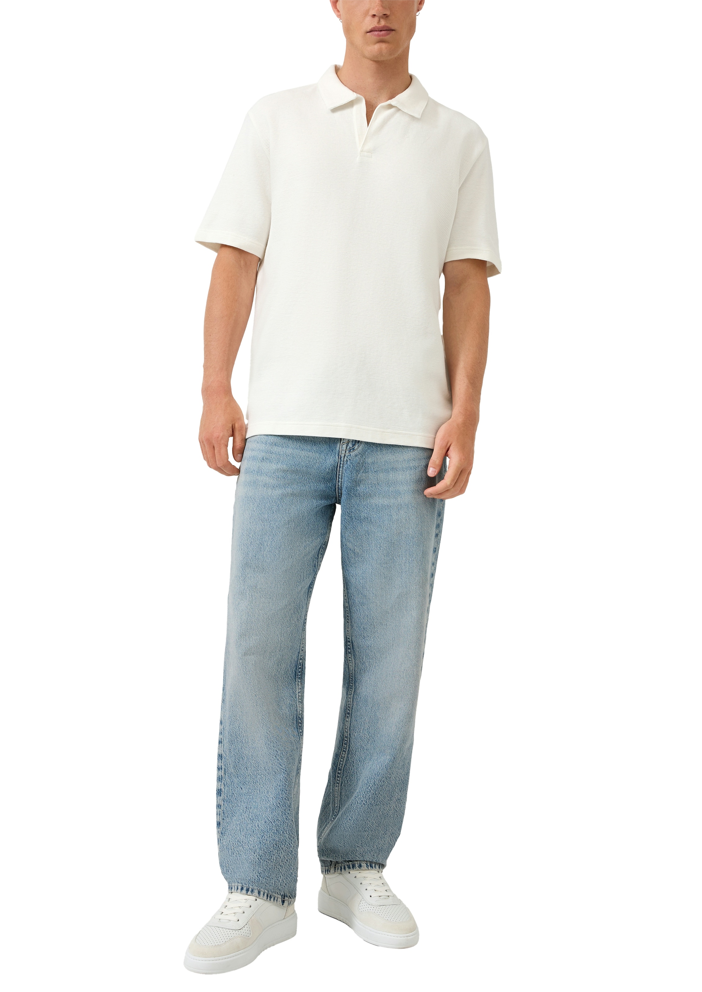 QS Poloshirt mit Struktur Muster