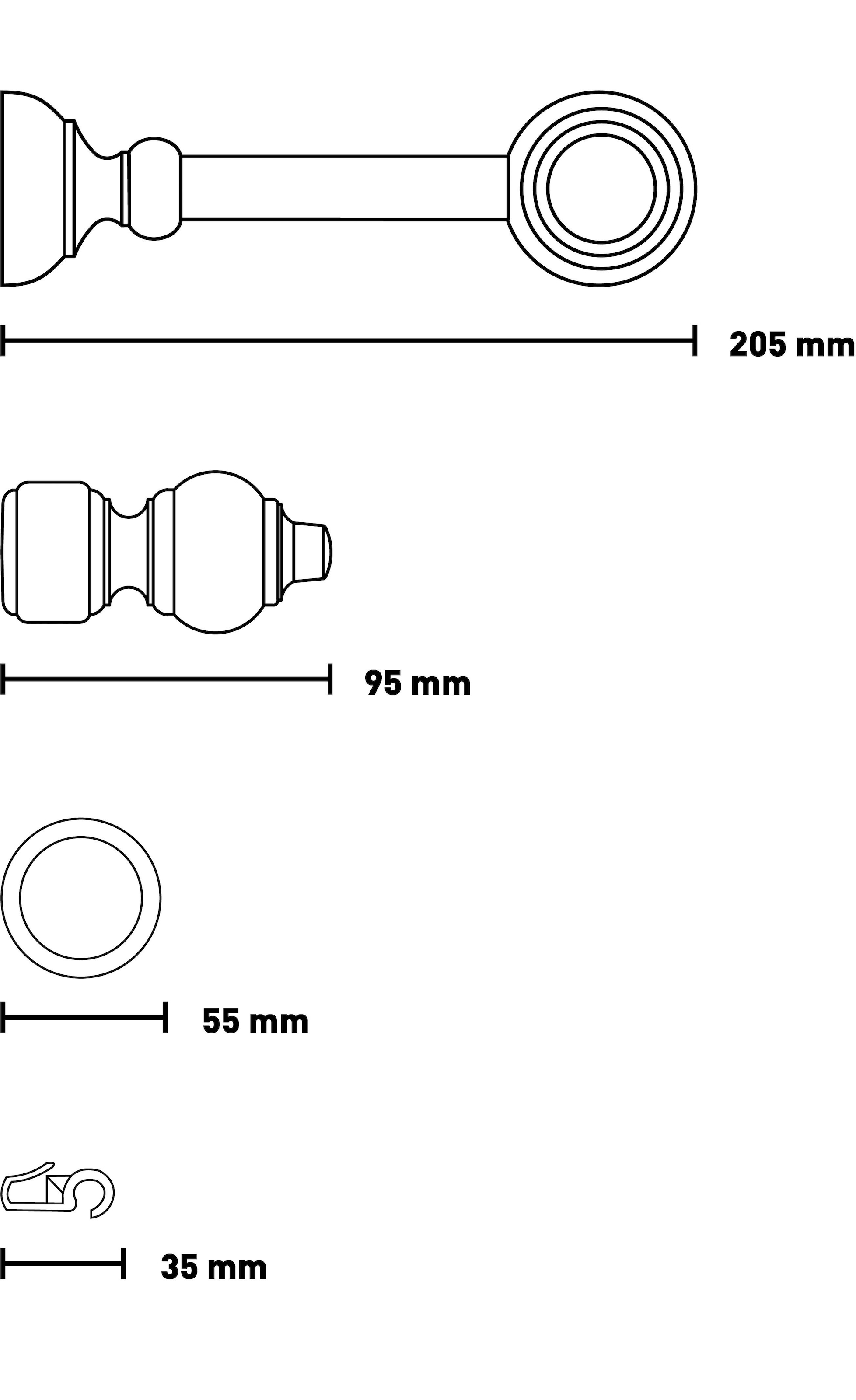 SN DECO GROUP Tringle à rideaux »Filigrano« 1 läufig-läufig Fixmass 28 mm, Holz, verschiedene Längen und Farben, Komplettset
