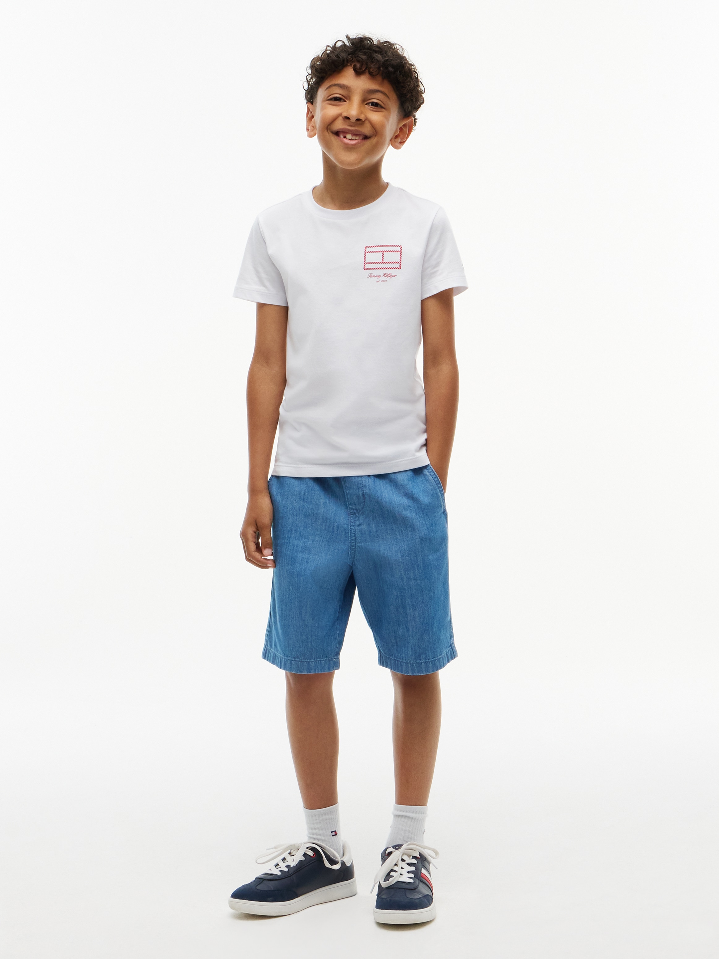Tommy Hilfiger T-shirt col rond, coupe Regula, coton pur, enfants jusqu'à 16 ans