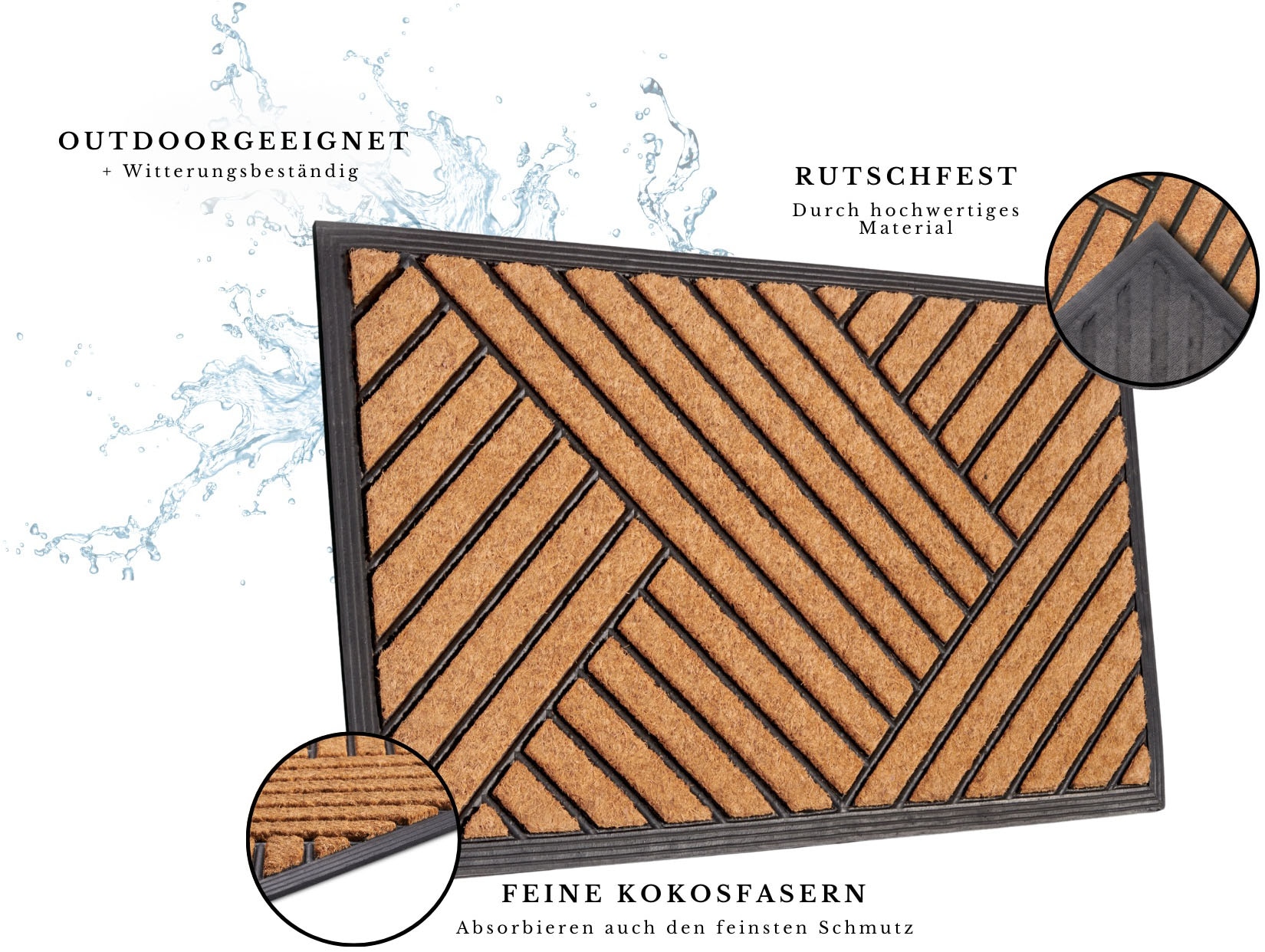 HANSE Home Fussmatte »Mix Mats  Gummi Kokos Crossings, Türmatte« rechteckig 20 mm Höhe Strapazierfähig, pflegeleicht, robust, wetterfest, UV-beständig