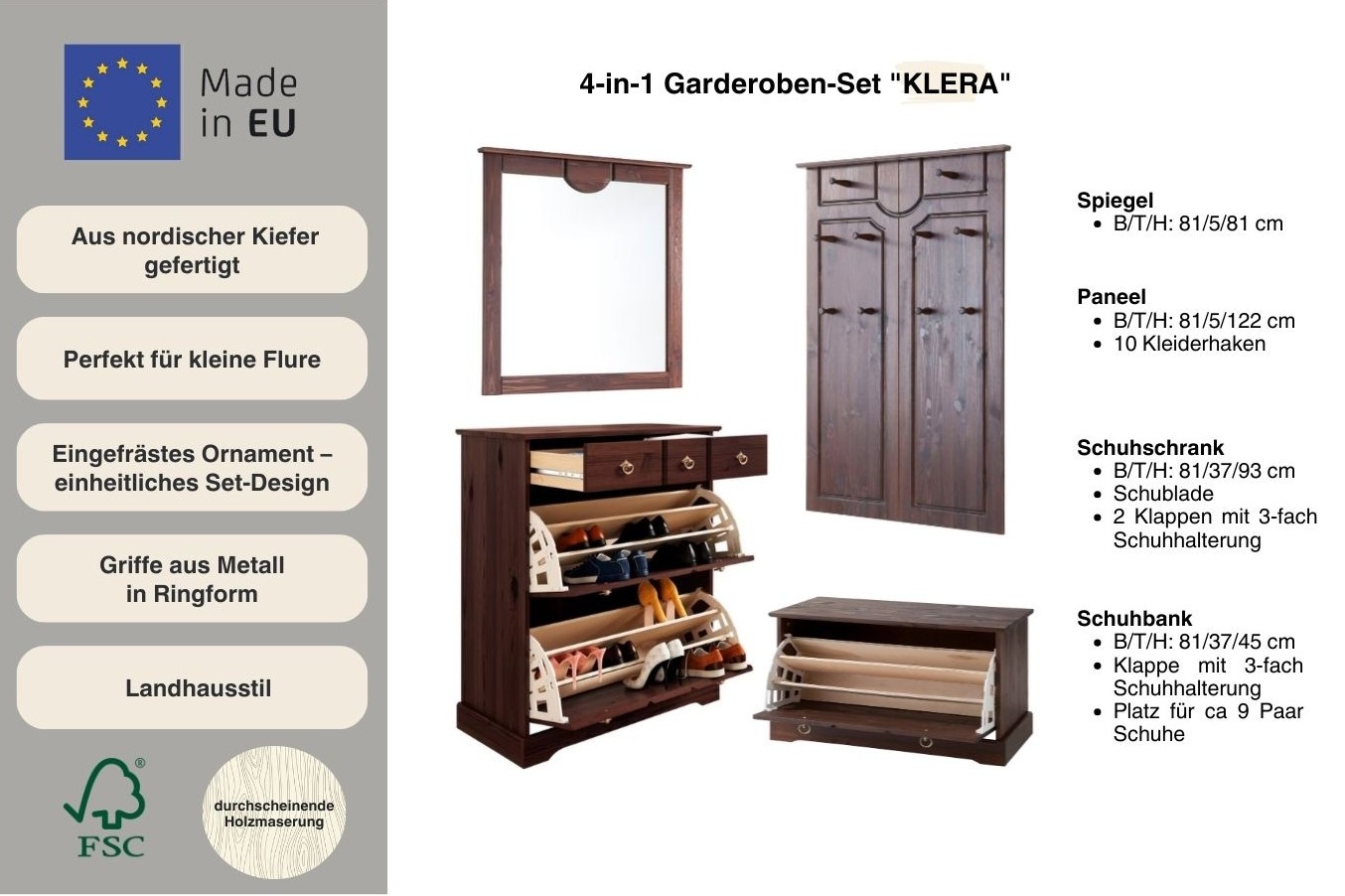 GOODproduct Ensemble de vestiaires »Klera« Set, 4 cuis tlg.