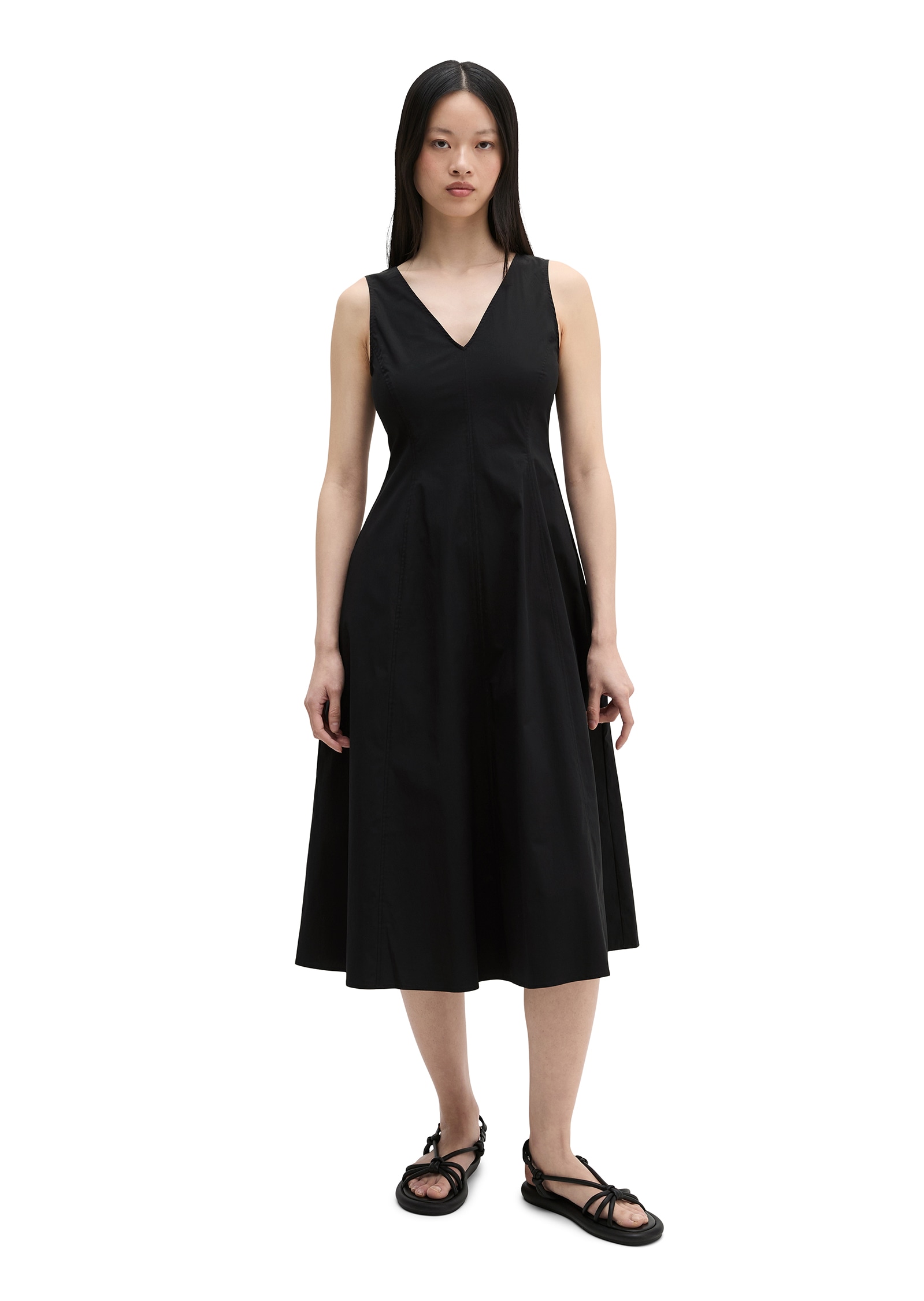 Marc O'Polo Sommerkleid Eingrifftaschen mit ausgestelltem Rock aus Popeline-Stretch