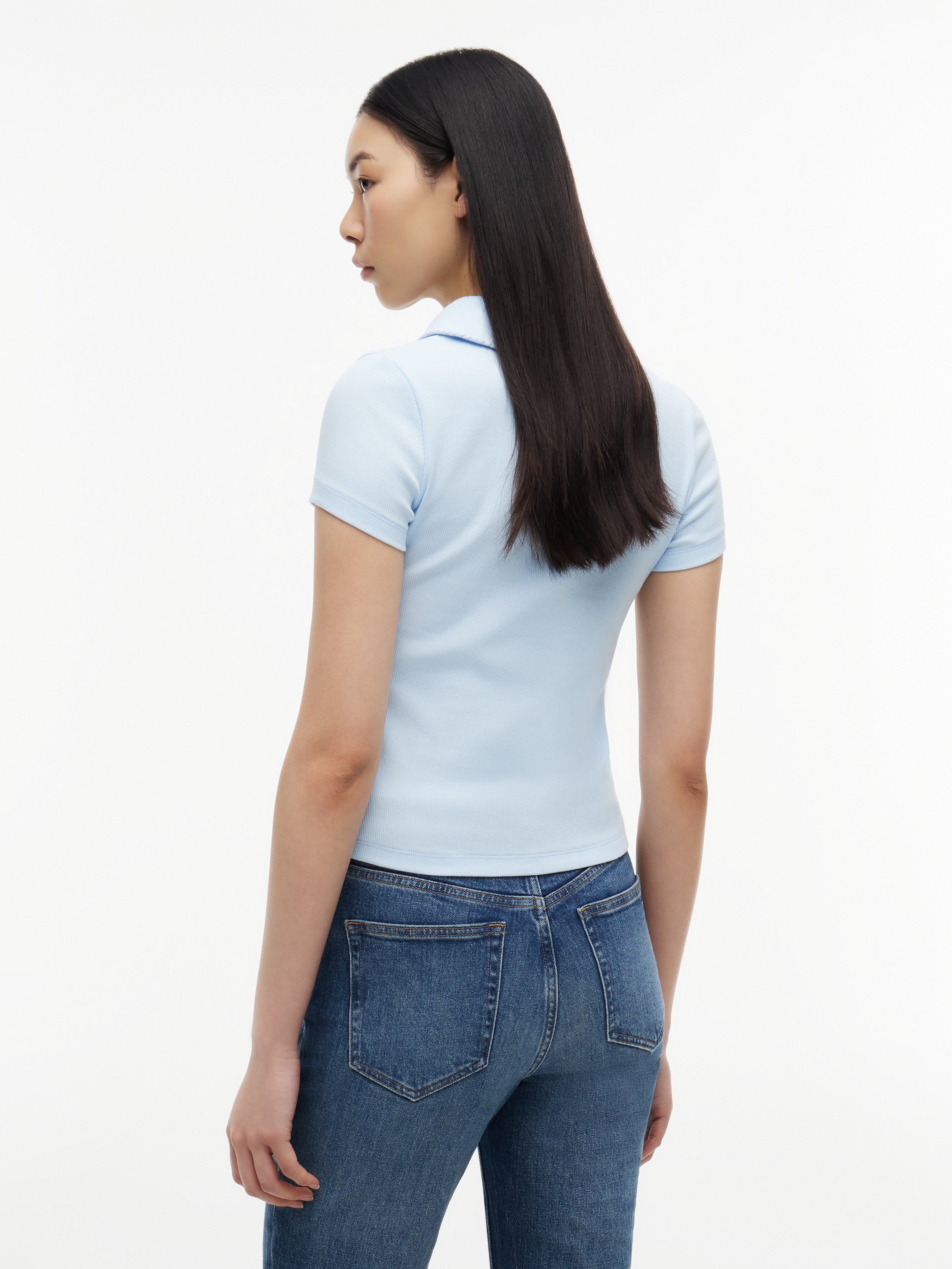 Tommy Jeans Polo »TJW SLIM RIB SCRIPT POLO« Mélange de coton, coupe slim, ajustée, en structure côtelée
