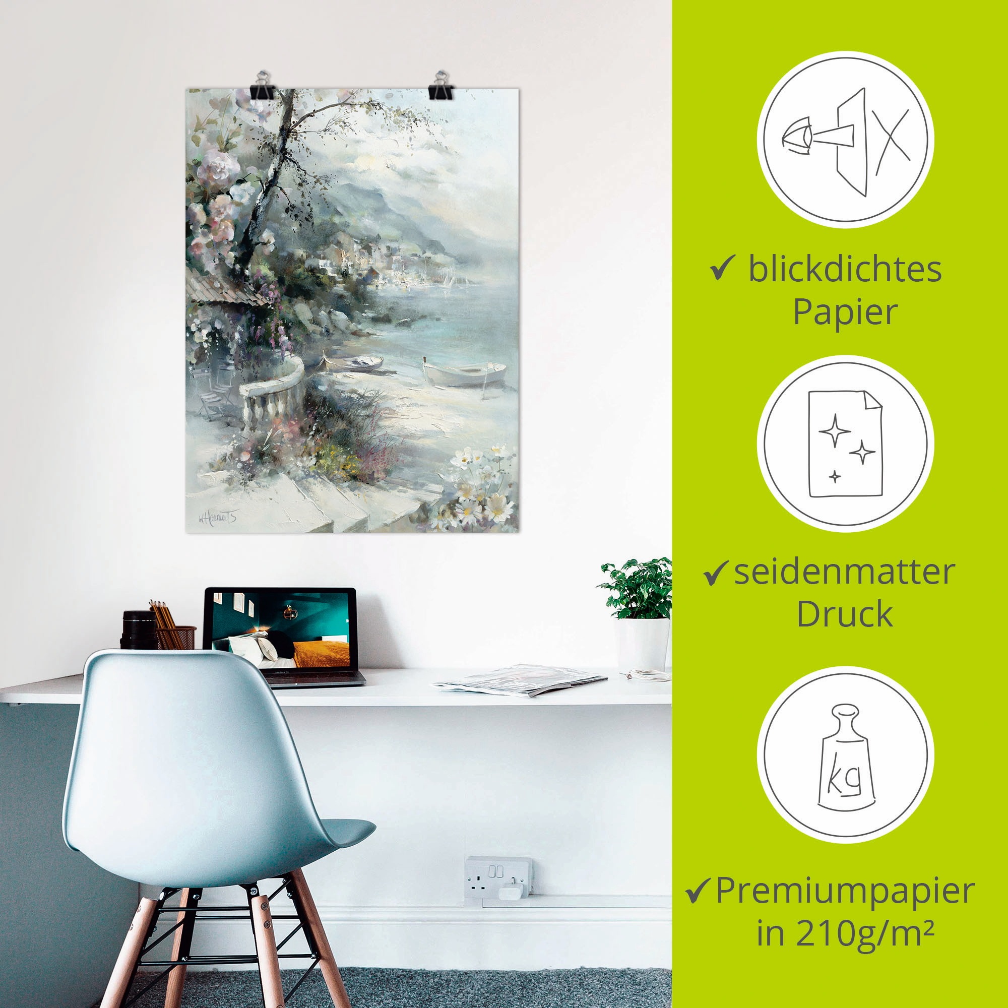 Artland Fresque murale »Buchtseite I« 1 cuis tlg. als Leinwandbild, Poster in verschied. Grössen