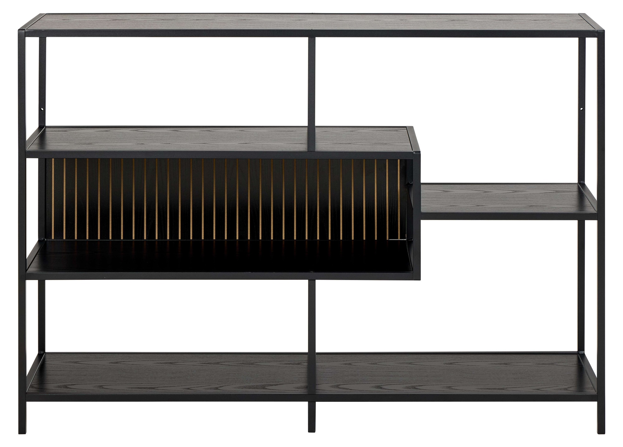ACTONA GROUP Étagère à livres »Seaford, Standregal, Regal, Raumteiler« 114x35x78 cm,  cadre en acier noir, 5 étagères, module réversible, largeur 114 cm