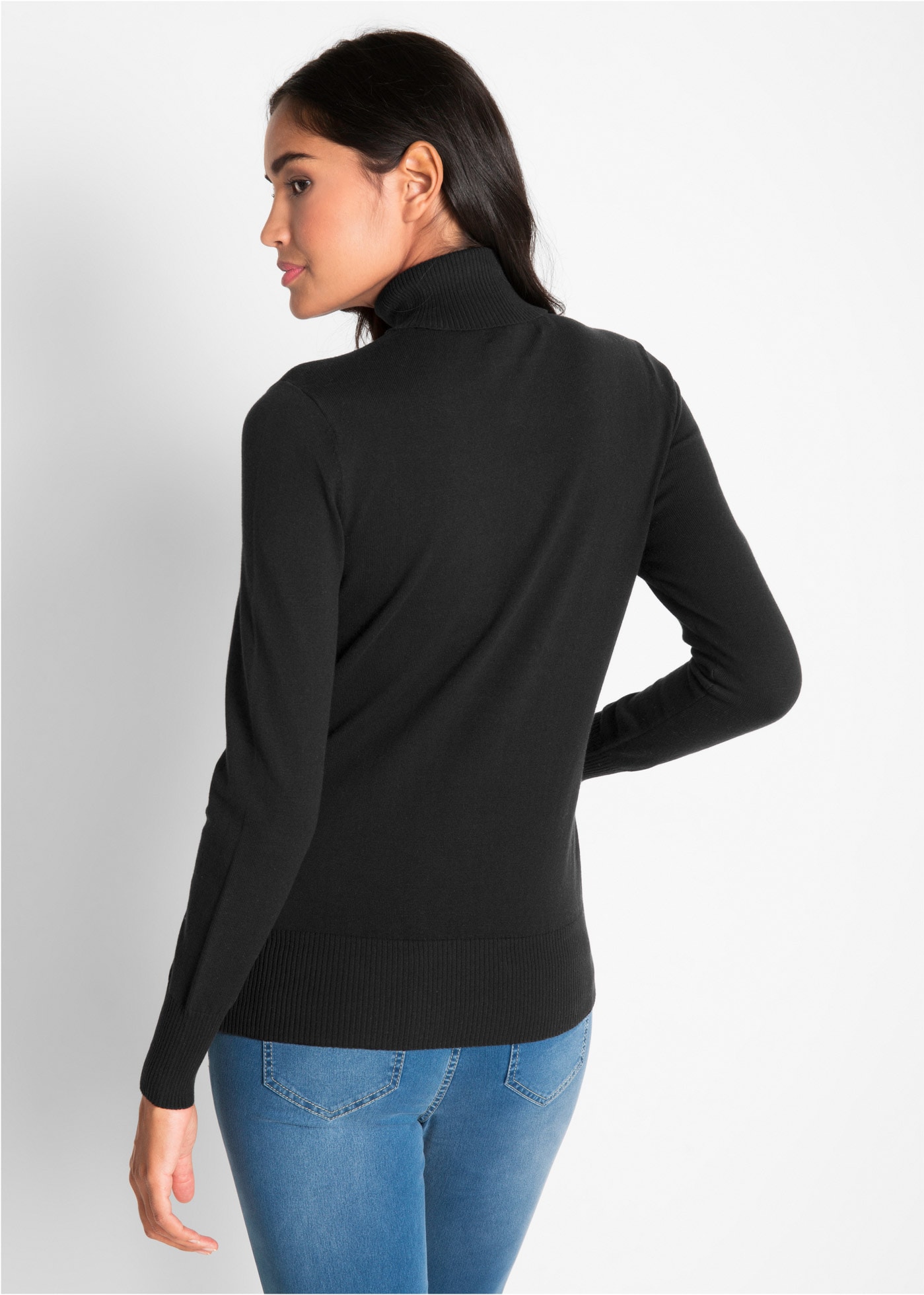 bonprix Rollkragenpullover »Feinstrick-Rollkragenpullover« aus Baumwollmischung, mit hohem Rollkragen, schmale Passform