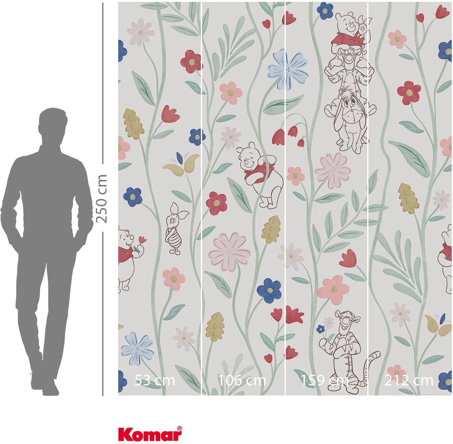 Komar Vliestapete »Disney Winnie the Pooh Blossom Friends« bedruckt glatt Rolle mit 212 x 250 cm