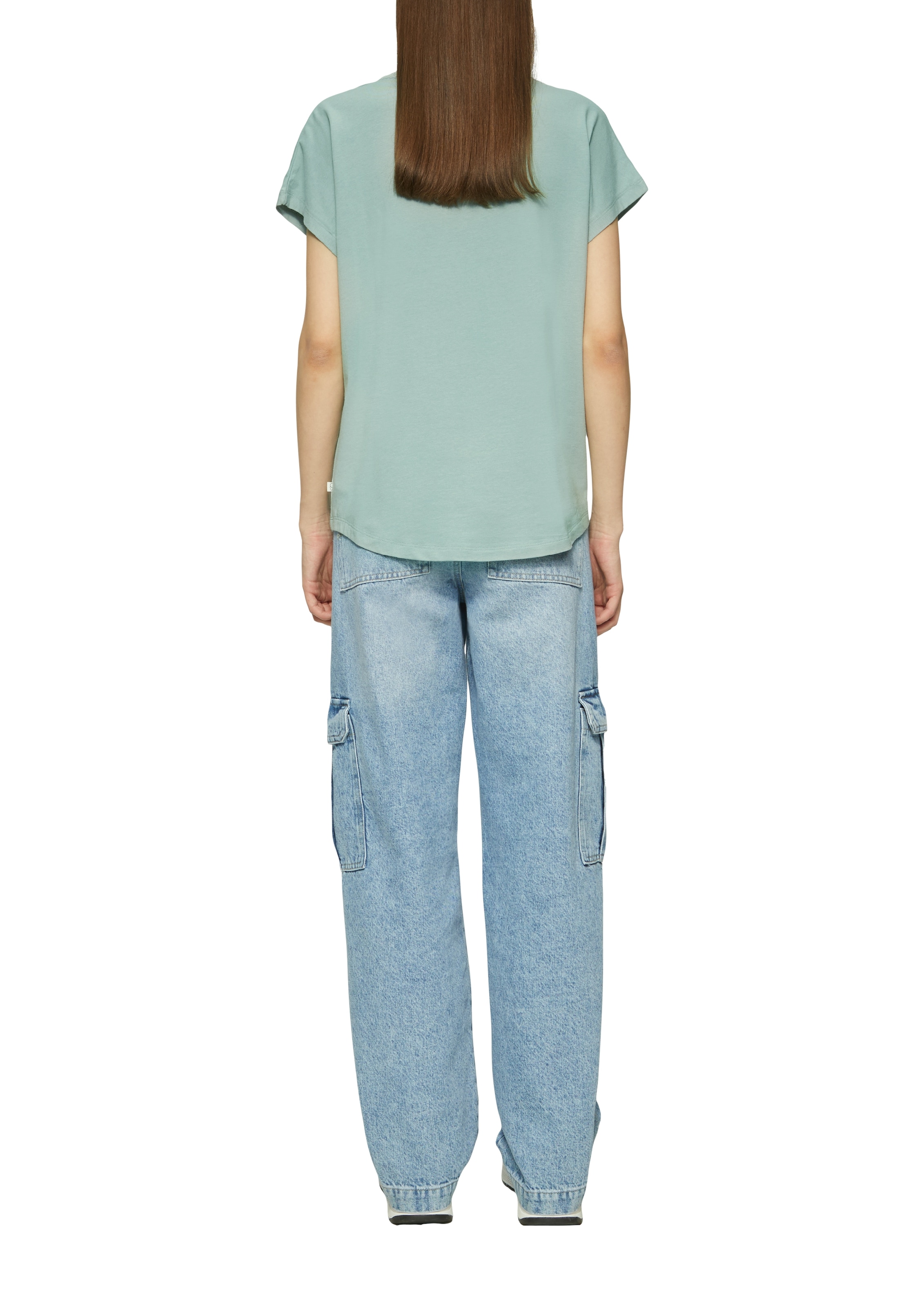 QS T-shirt mit Spitze am Ausschnitt