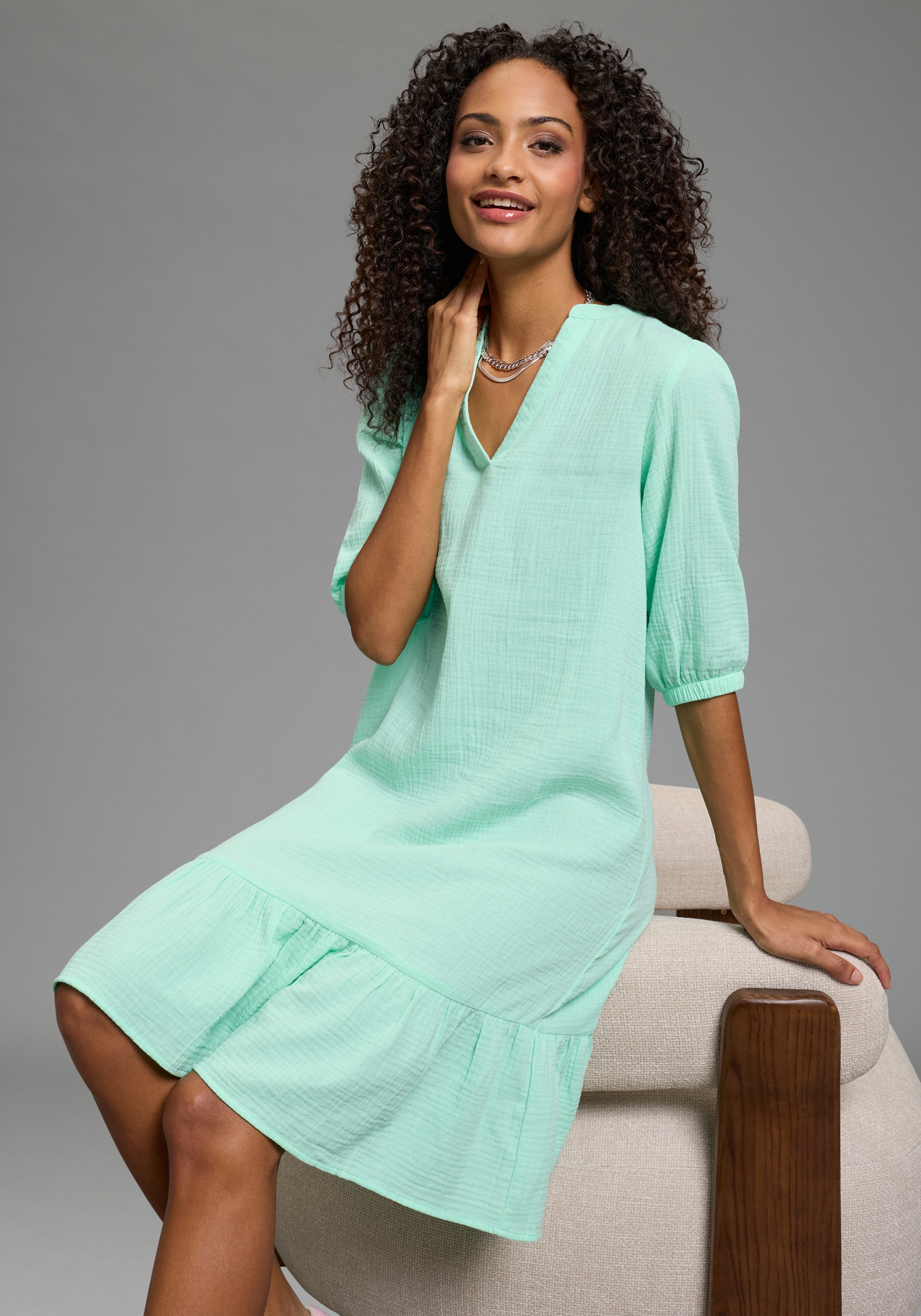 Laura Scott Sommerkleid kniefrei, für Casualmode, Frühlingsmode und Partymode, aus Baumwolle