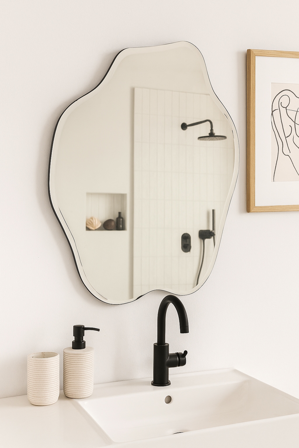 homsy by Ana Johnson Wandspiegel »Missimi, Wanddekoration, 45x55cm« wellenförmig, wolkenförmig, Eleganz mit transparentem Rahmen