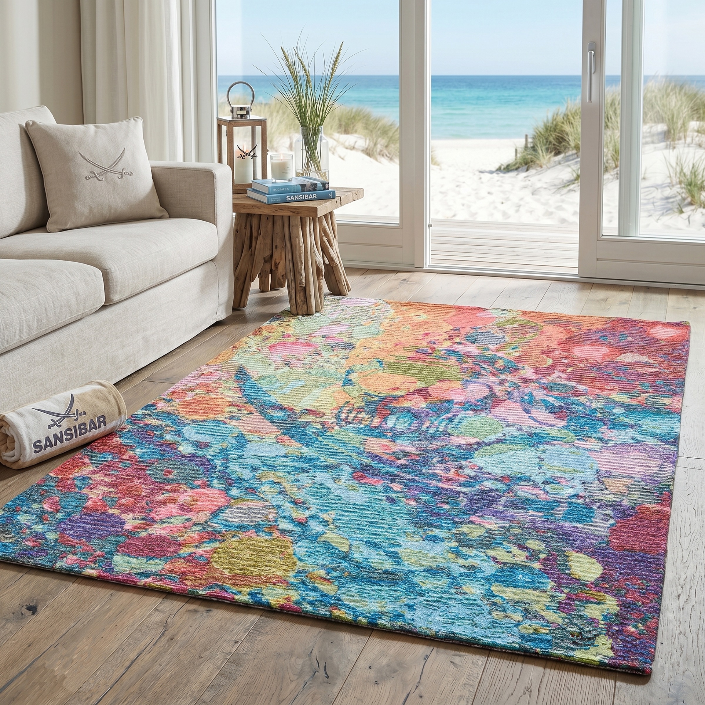 Sansibar Tapis »Keitum 006« Rectangulaire 3 mm Höhe Flachgewebe, modernes Design, Motiv Totenkopf & gekreuzte Säbel