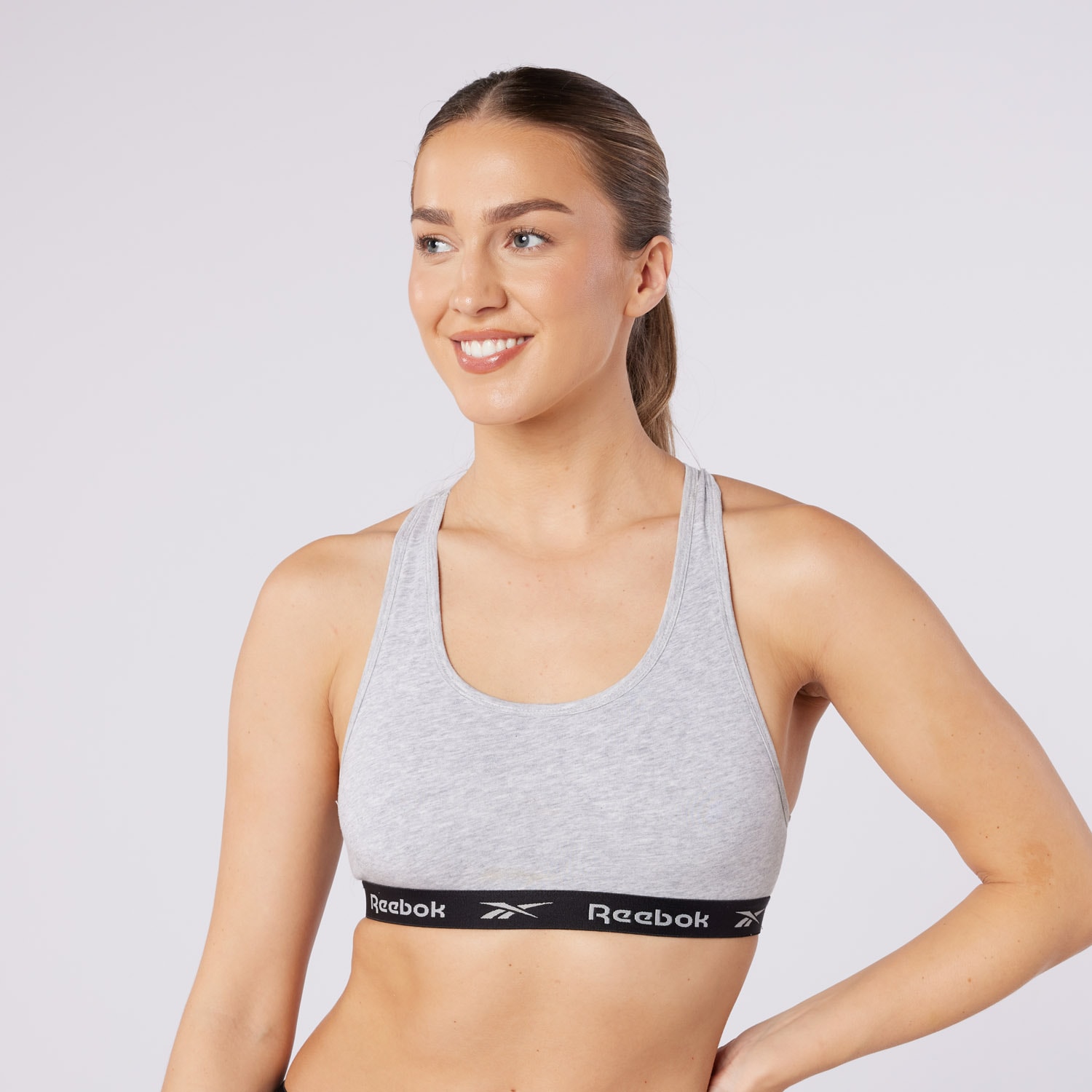 Reebok Bustier »FRANKIE« 2er-Pack,  breite Träger, ohne Verschluss, ohne Bügel, mit Logo, Baumwollmix
