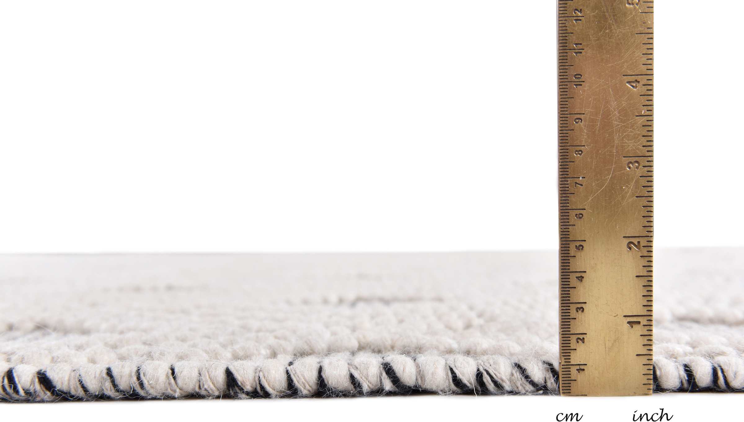 THEKO Wollteppich »Visby - 702« rechteckig 10 mm Höhe Handweb Teppich, reine Wolle, handgewebt, Rauten Design, mit Fransen