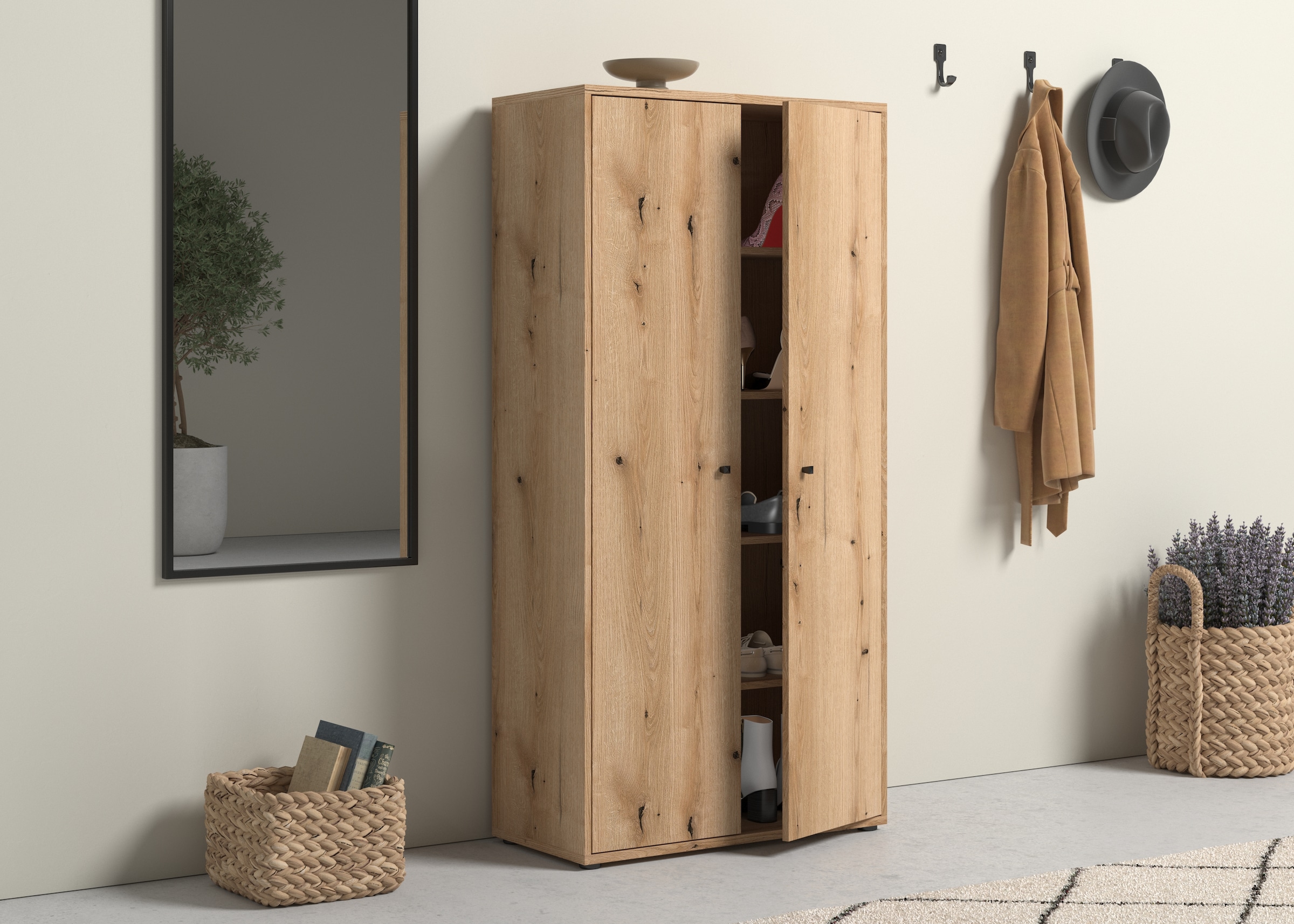FORTE Armoire à chaussures »Tempra, Mehrzweckschrank, 2 Türen, Einlegeböden, Höhe 149,5,5 cm« largeur 73,7 cm
