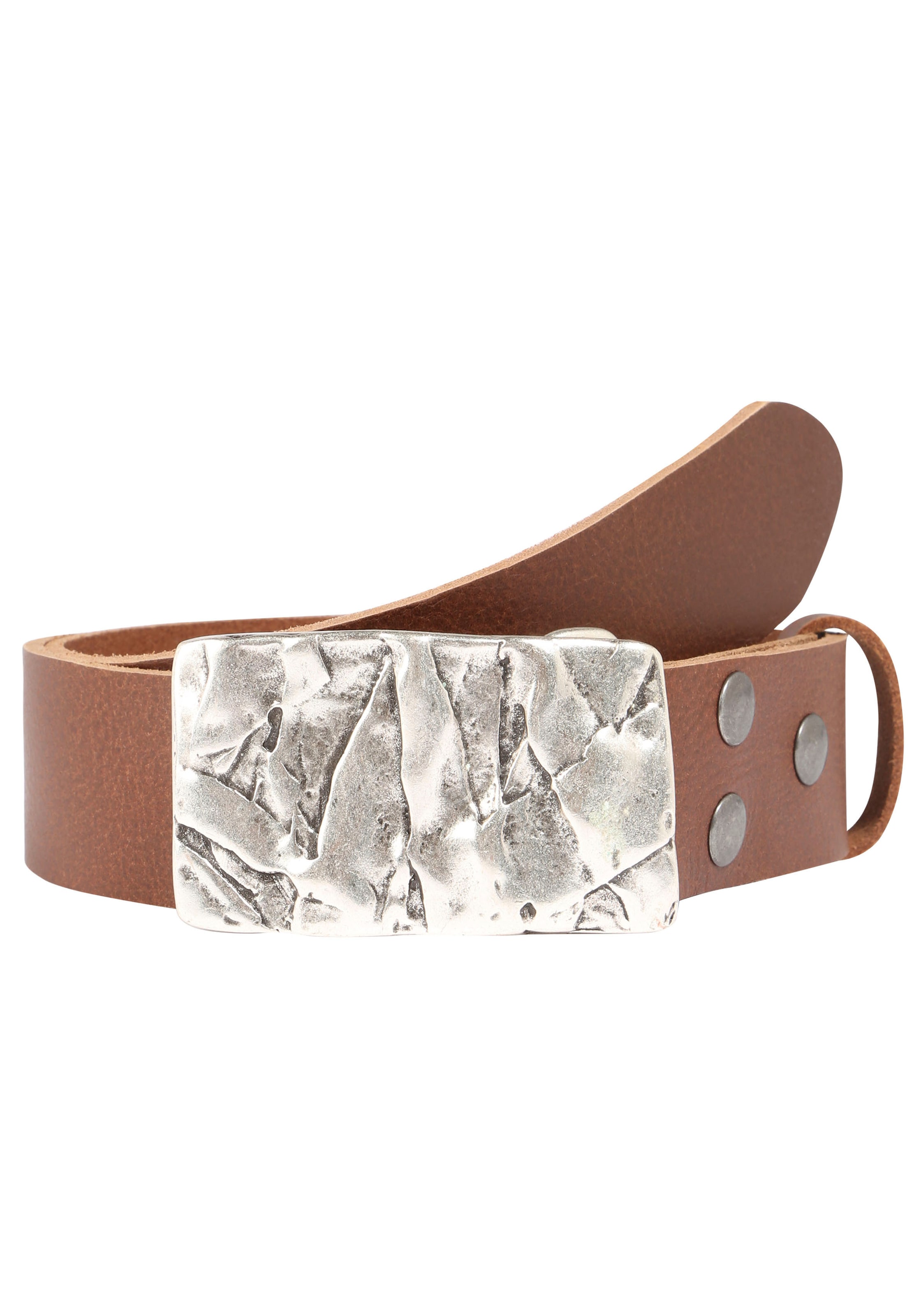 Rettungsring Gürtel Ledergürtel mit austauschbarer Schliesse »Felswand Silber«