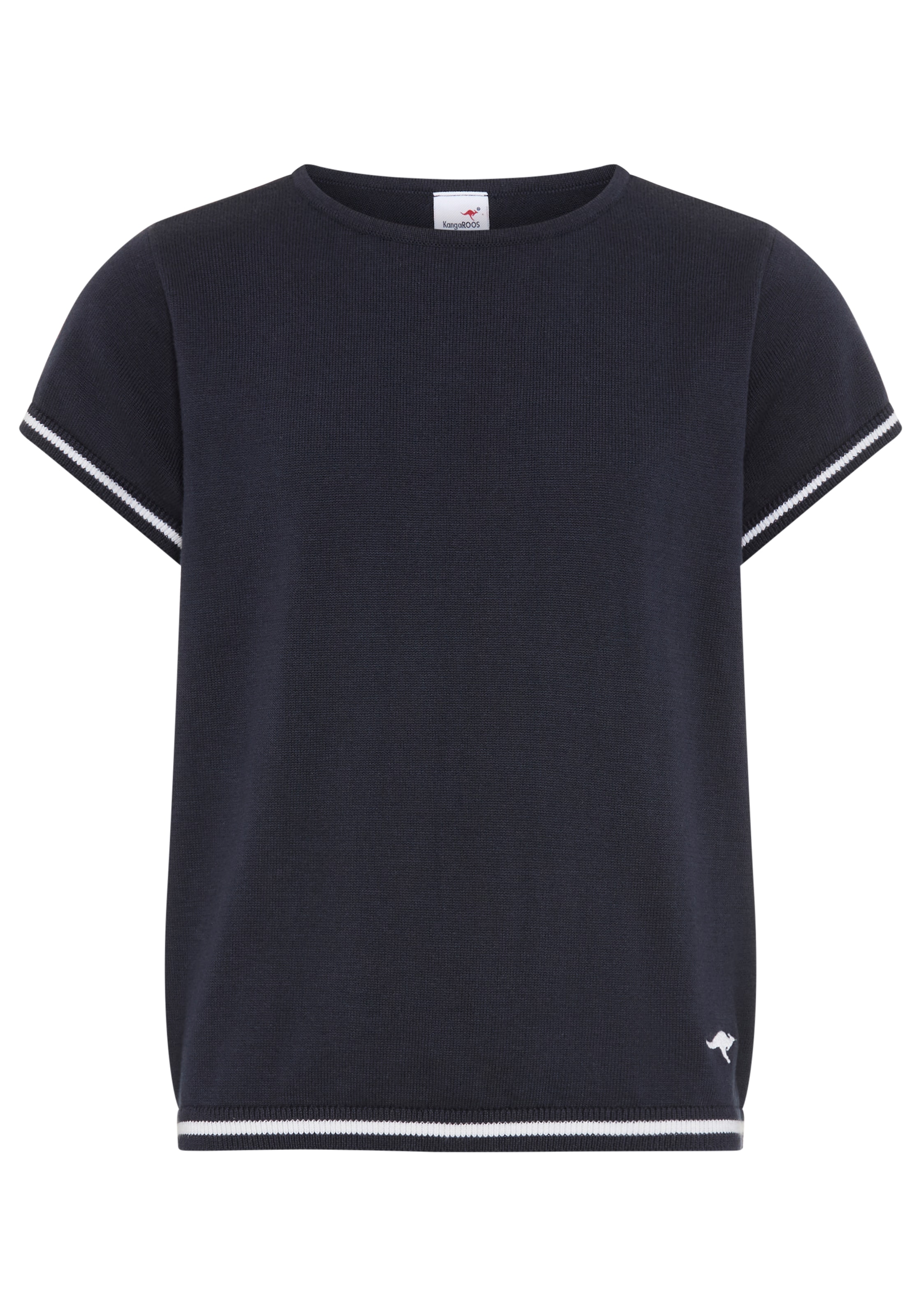 KangaROOS Pull à manches courtes »Kangaroos Strick T-Shirt für Mädchen« mit Rundhalsausschnitt, unifarben mit Farbeinsatz
