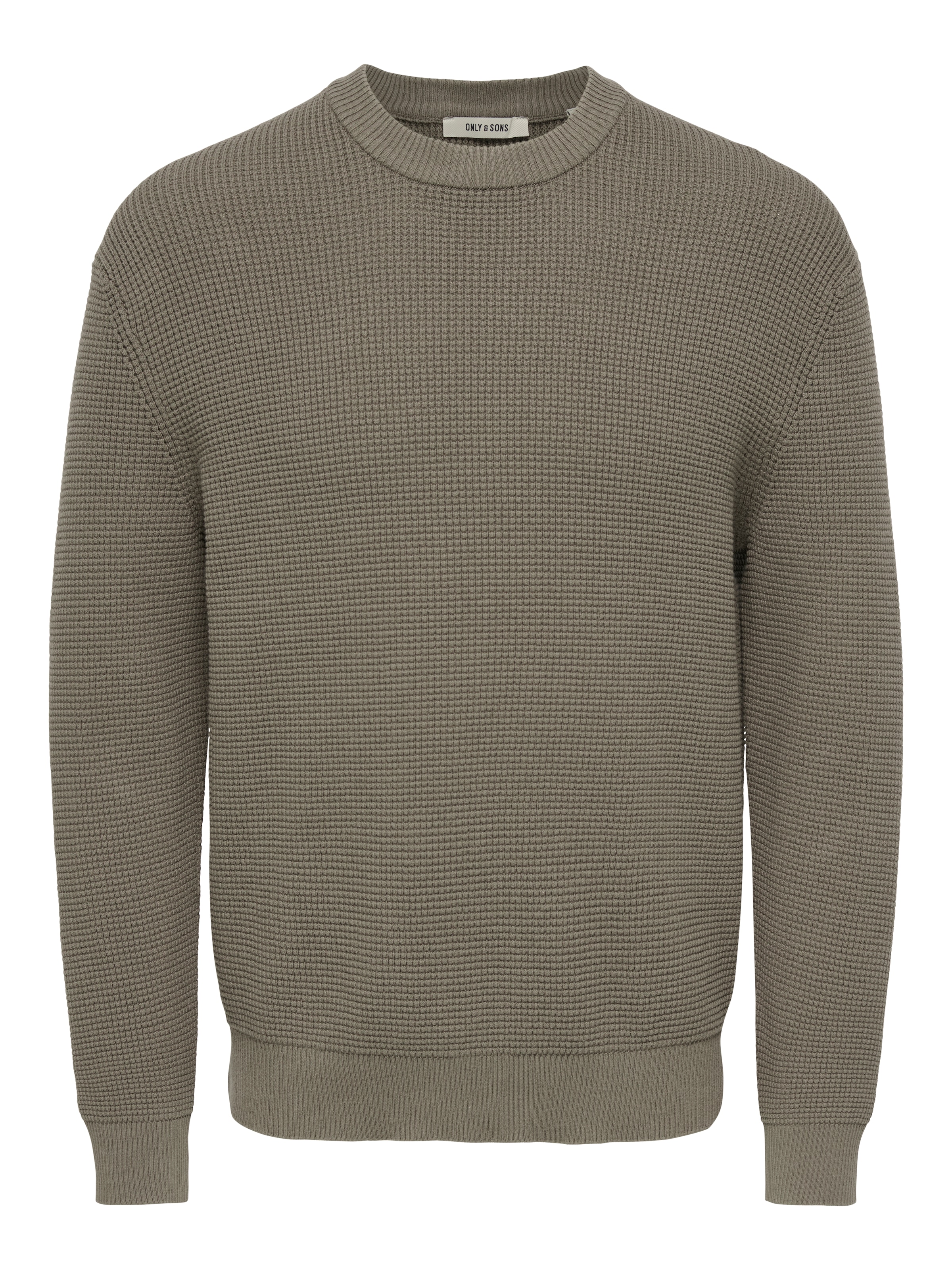 ONLY & SONS Rundhalspullover »ONSMARIUS LS WAFFLE CREW REG OTL« Baumwollmischung, regular fit