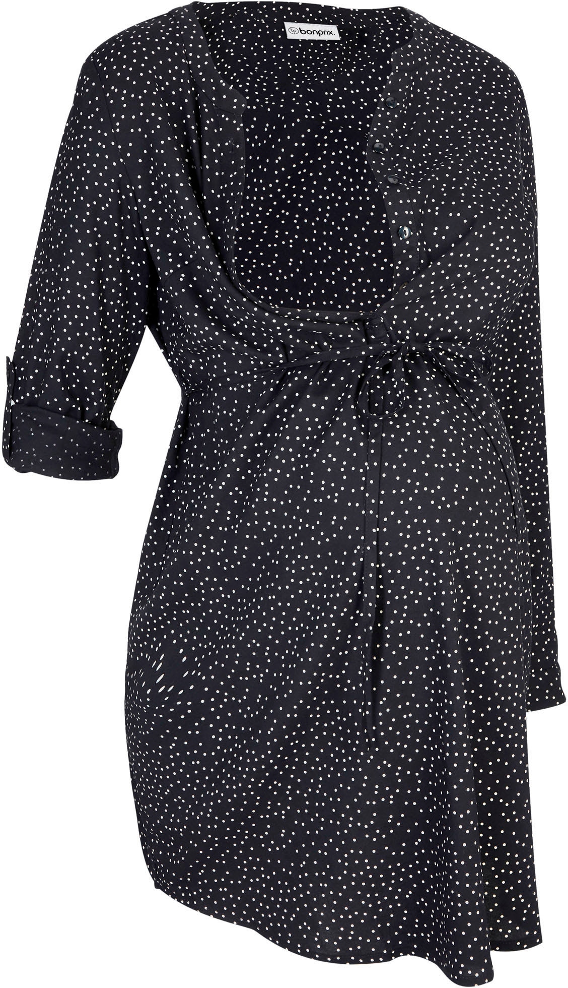 bonprix Umstandskleid aus Viskose, Loose Fit, mit Knopfleiste, mit abnehmbarem Bindeband