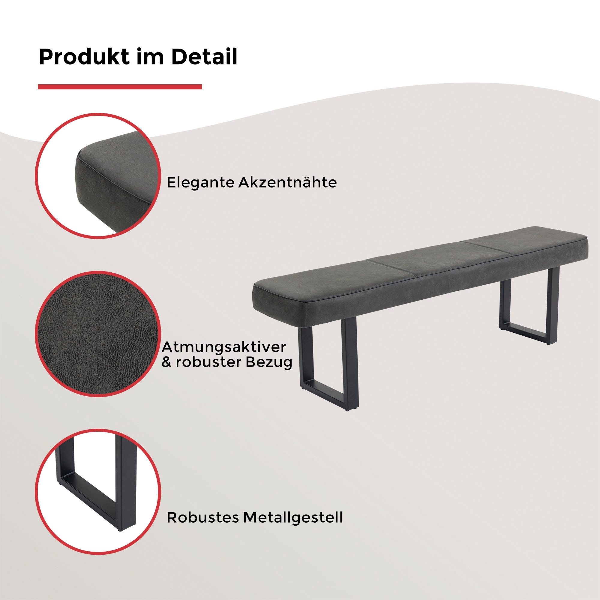 Duo Collection Banc »Tara Bank« revêtement microfibre de haute qualité, avec ressorts ensachés, supporte jusqu'à 260 kg