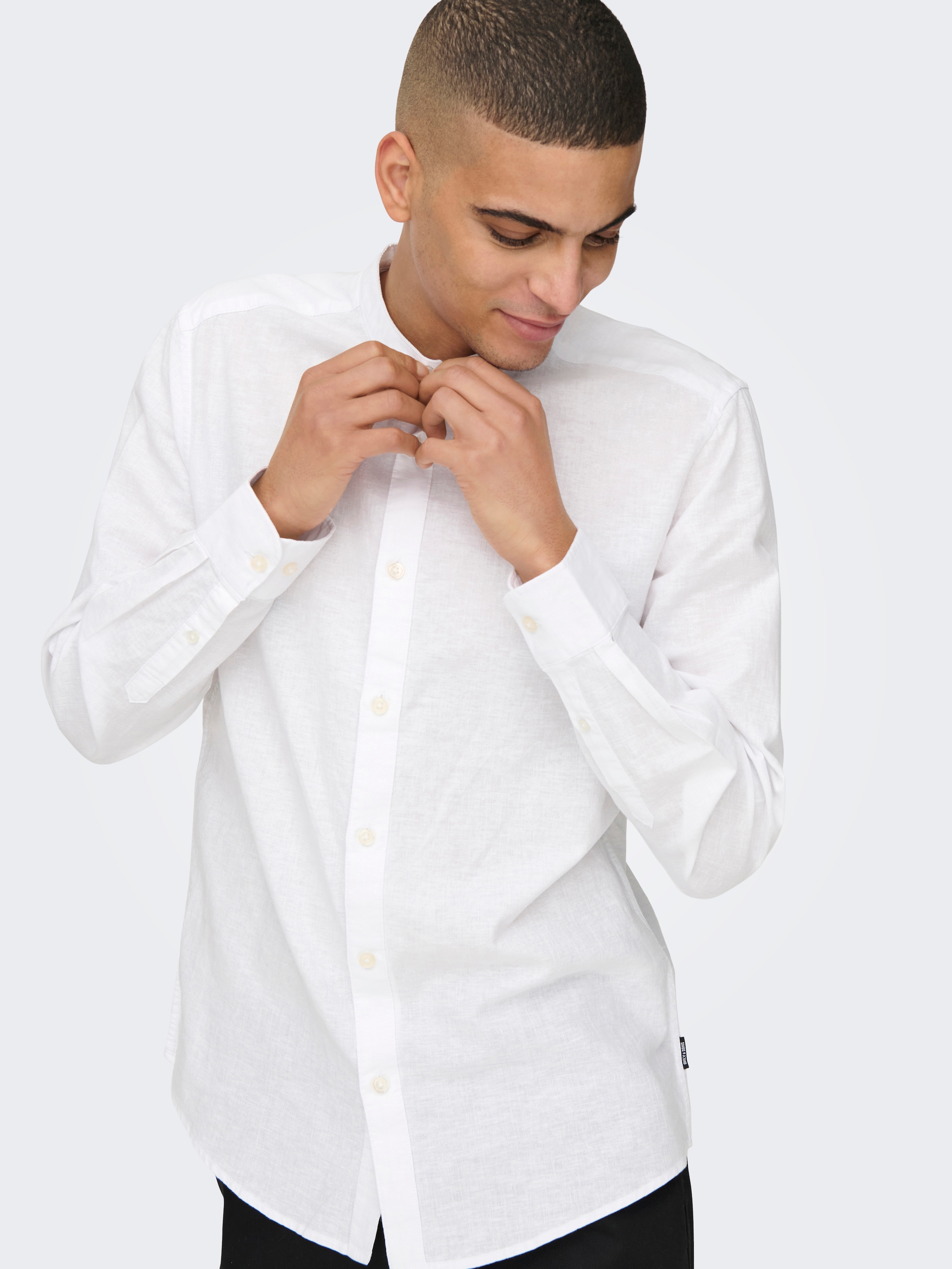 ONLY & SONS Langarmhemd »ONSCAIDEN LS SOLID LINEN MAO SHIRT NOOS«