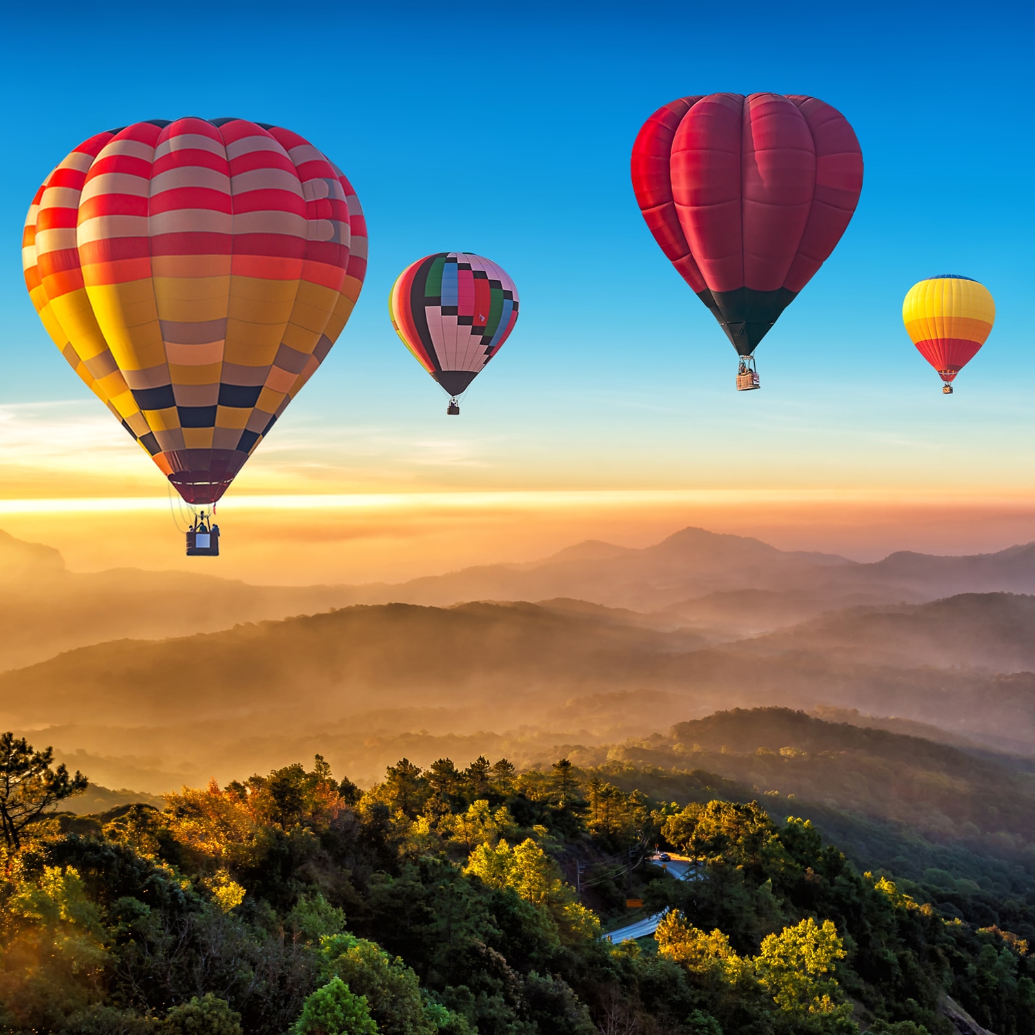 queence Tableau mural XXL »Akustikbild Landschaft mit Heissluftballons« Ciel | Images de ciel | Montgolfière | Paysage | Vol en montgolfière 1 cuis tlg. Solution acoustique simple sans travaux, isolation phonique, panneaux