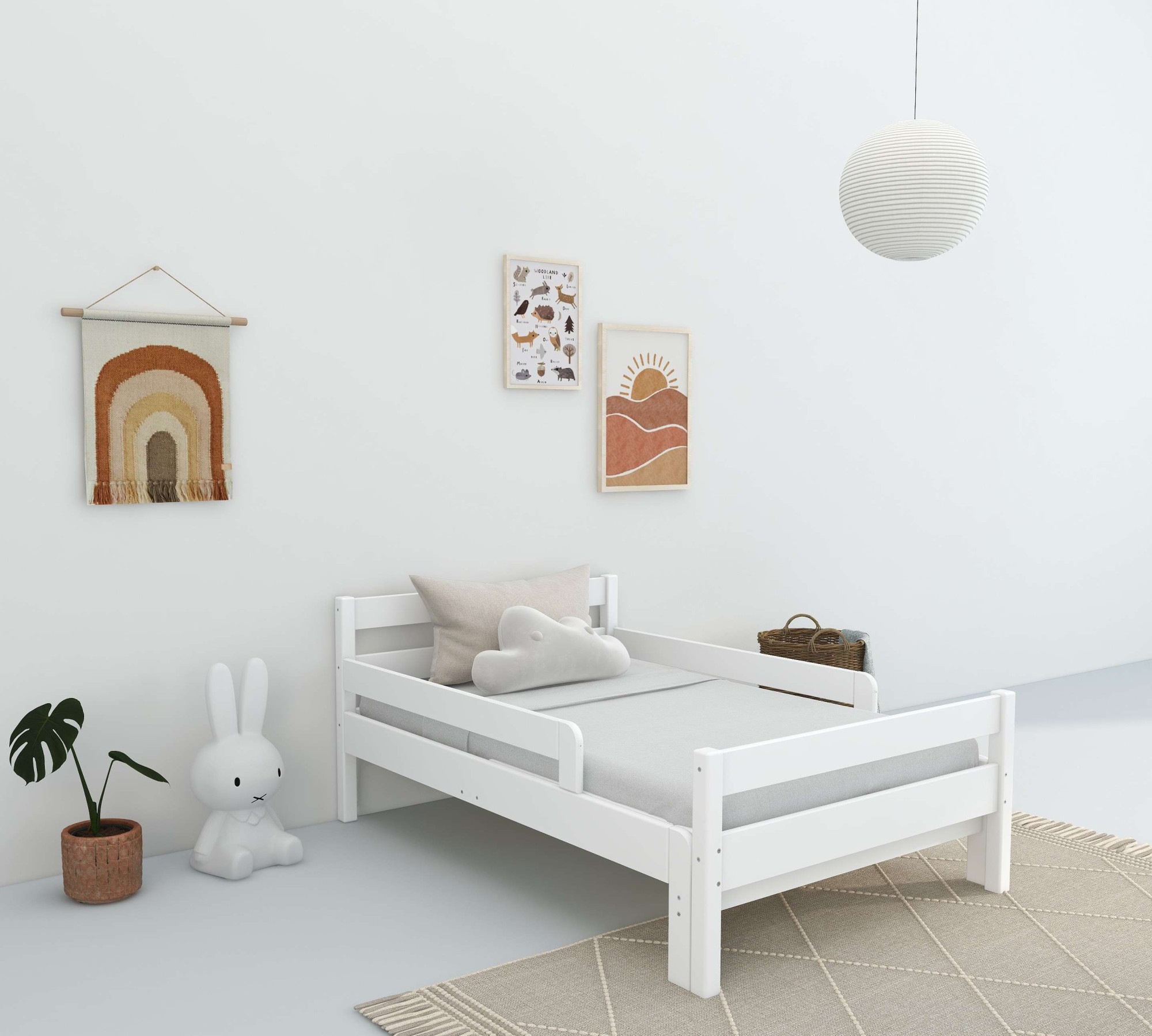 GOODproduct Kinderbett »Wenke,  ausziehbar von 140 bis 200 cm, FSC®« 90cm Breite, 140-200cm Liegefläche,  massive Kiefer, mit Lattenrost, zeitlose Optik,  Rausfallschutz