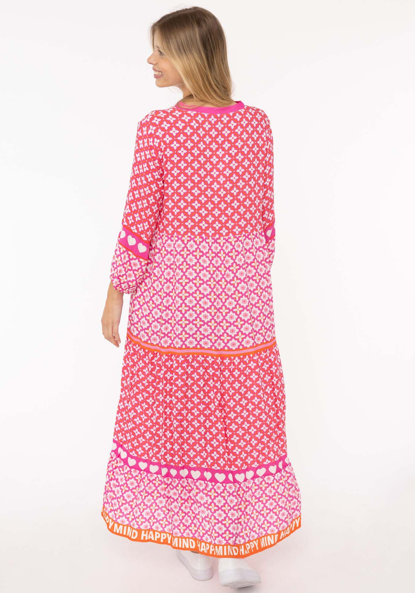 Zwillingsherz Maxi robe »"Dreams"« Sans poches mit Mustermix, Knopfleiste und 3/4 Arm
