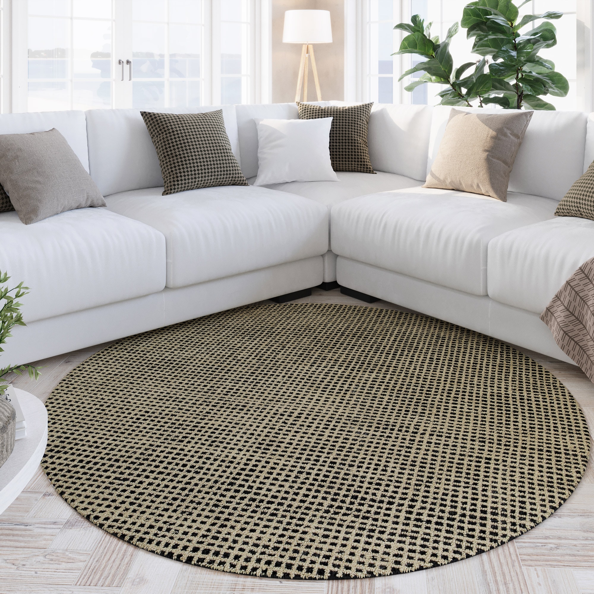 Wecon home Tapis »Hamptons TWENTYNINE« Rond 10 mm Höhe Poils courts, salon, chambre, élégant, robuste, motif carreaux