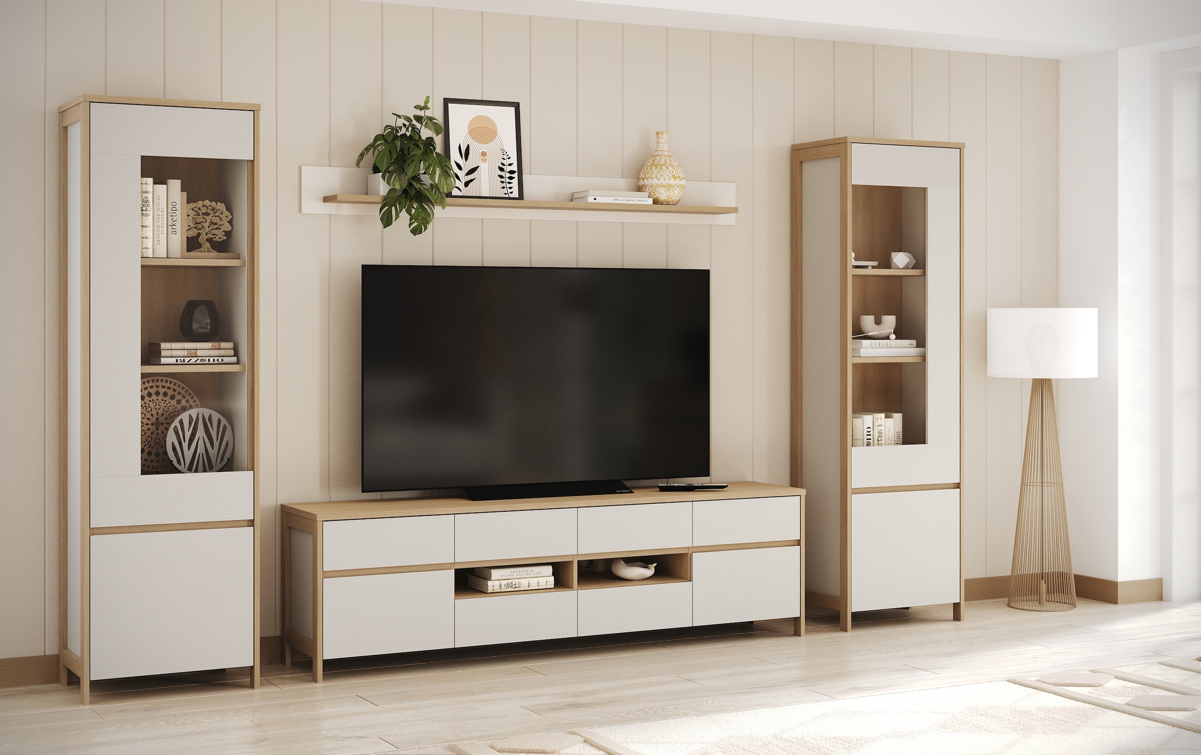 Home affaire Tableau mural »Stranda, Wandregal im Scandi-Style, Wandhalter mit Ablagefläche« vielseitig einsetzbares Hängeregal, in zwei Farben & Grössen verfügbar