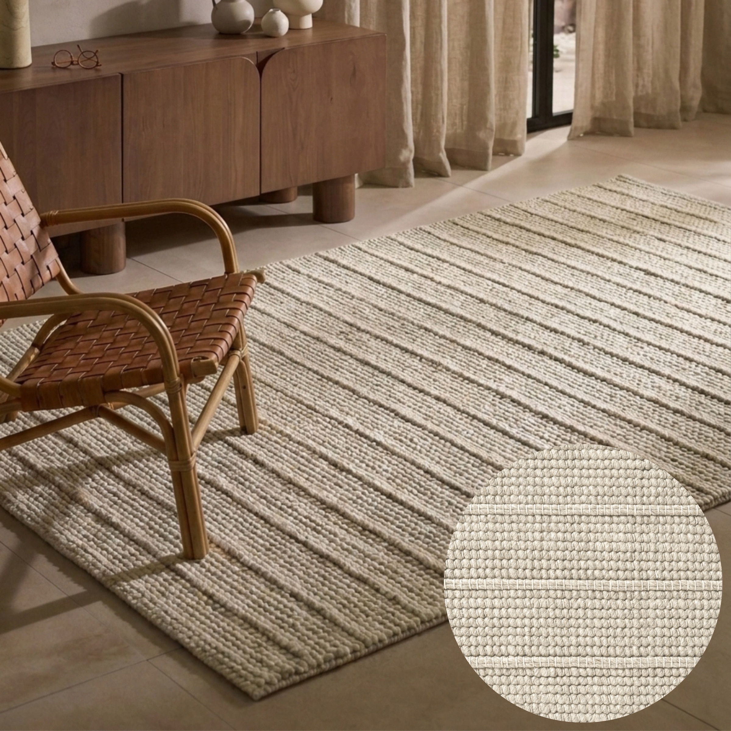 Ted Baker Tapis en laine »Parker , auch als Läufer« Rectangulaire 7 mm Höhe Laine, naturelle, tissée à la main, salon, chambre, bohème, scandinave