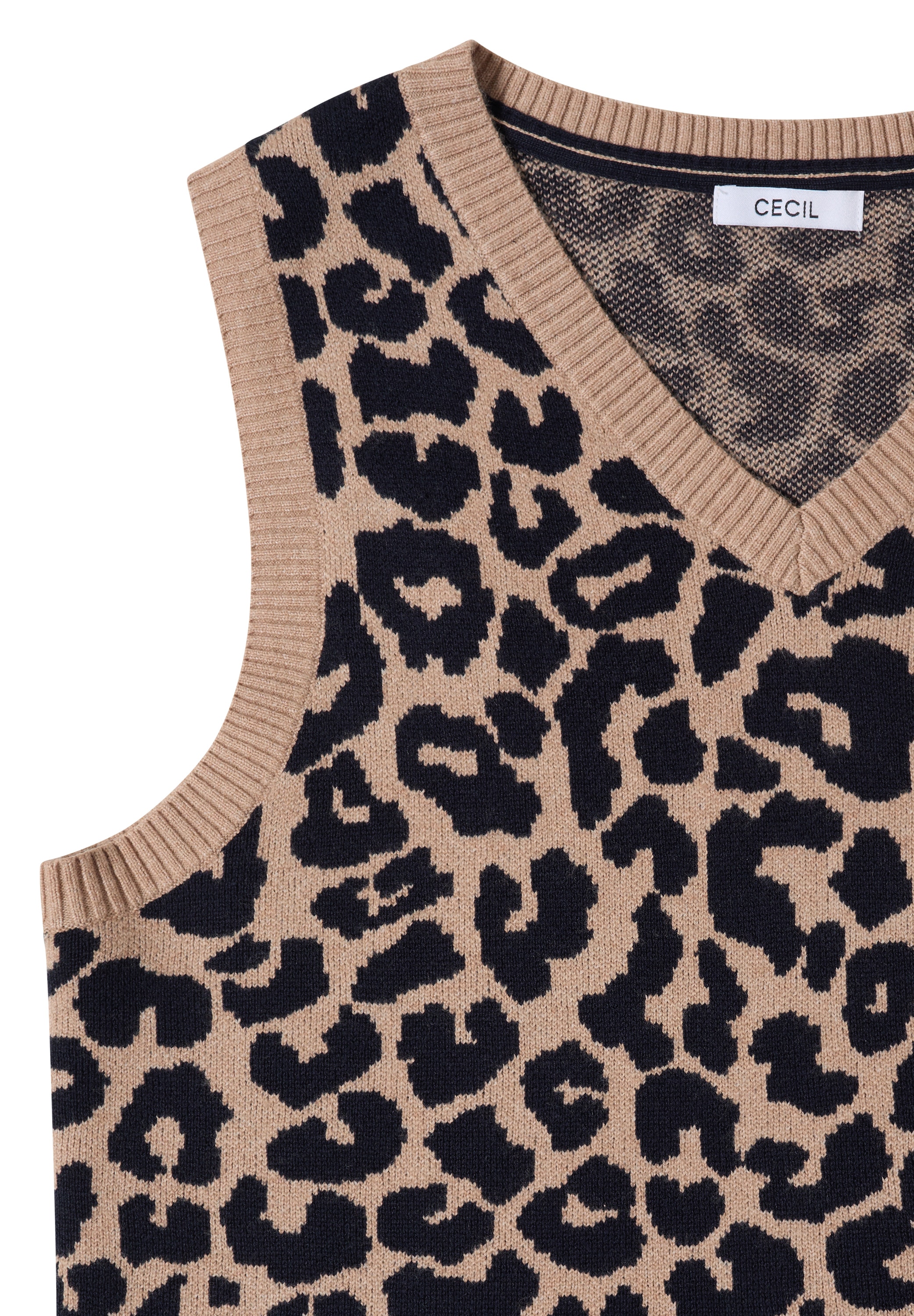 Cecil Pullunder Sommer-Weste mit V-Neck und Leo-Muster