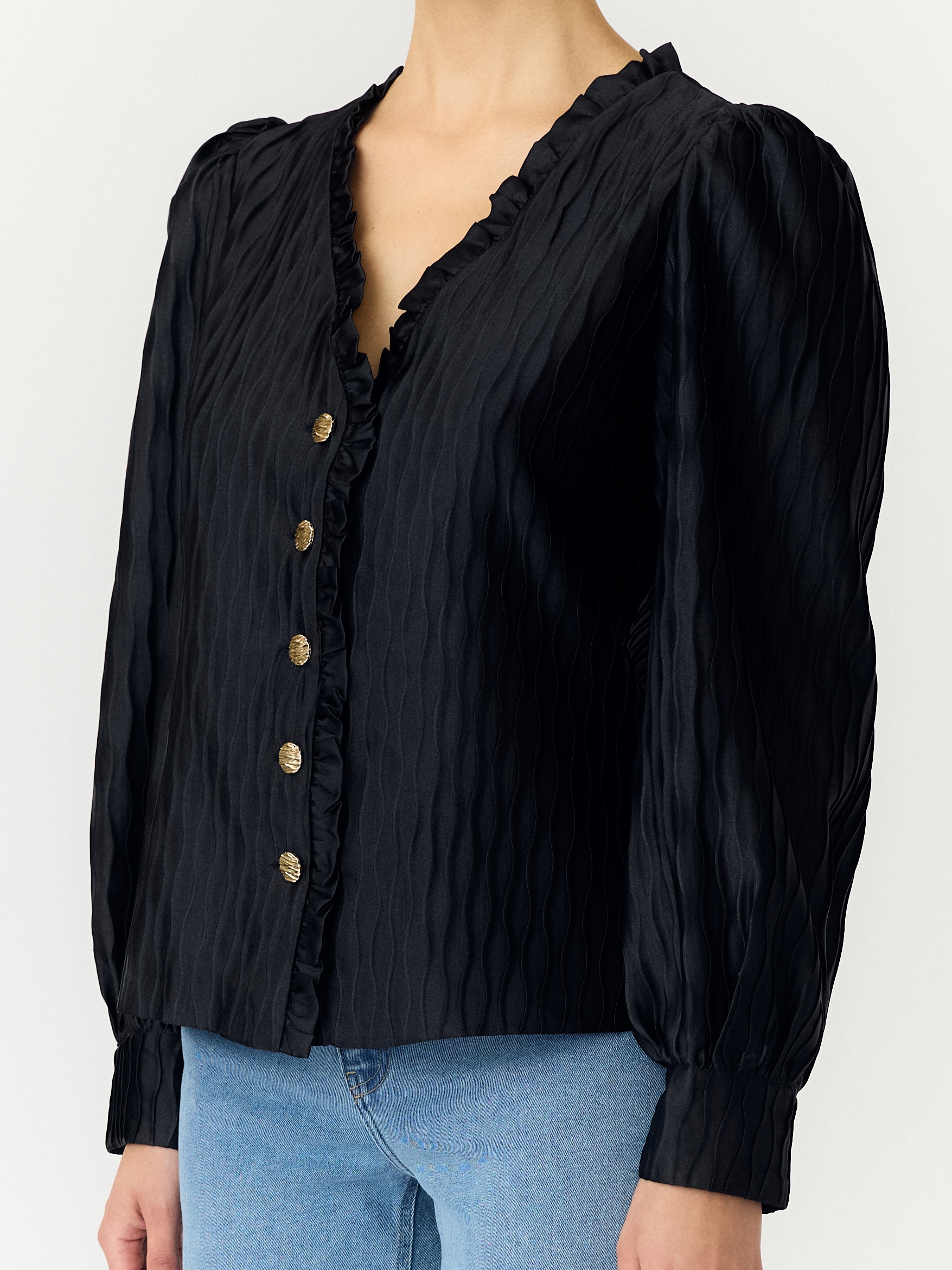 Y.A.S Blouse à manches longues »YASRIPPLE LS V-NECK SHIRT S. NOOS« Polyester