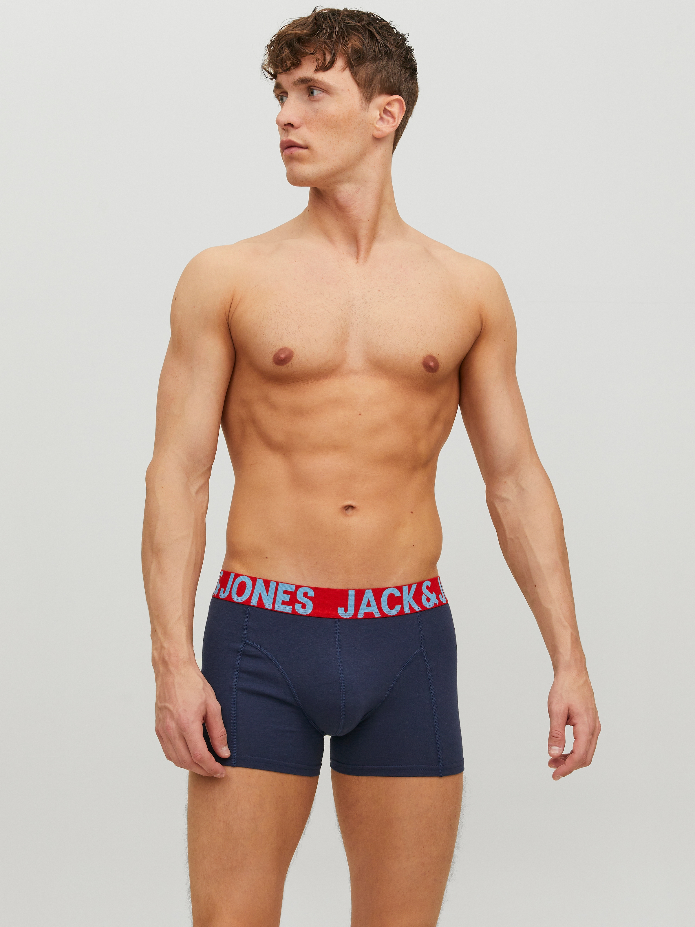 Jack & Jones Boxer »JACCRAZY im Dreierpack mit kontrastfarbenem Bund und Stretchkomfort« Packung, 3 cuis unifarben mit Farbeinsatz, modisch, eng anliegend, Baumwollmischung