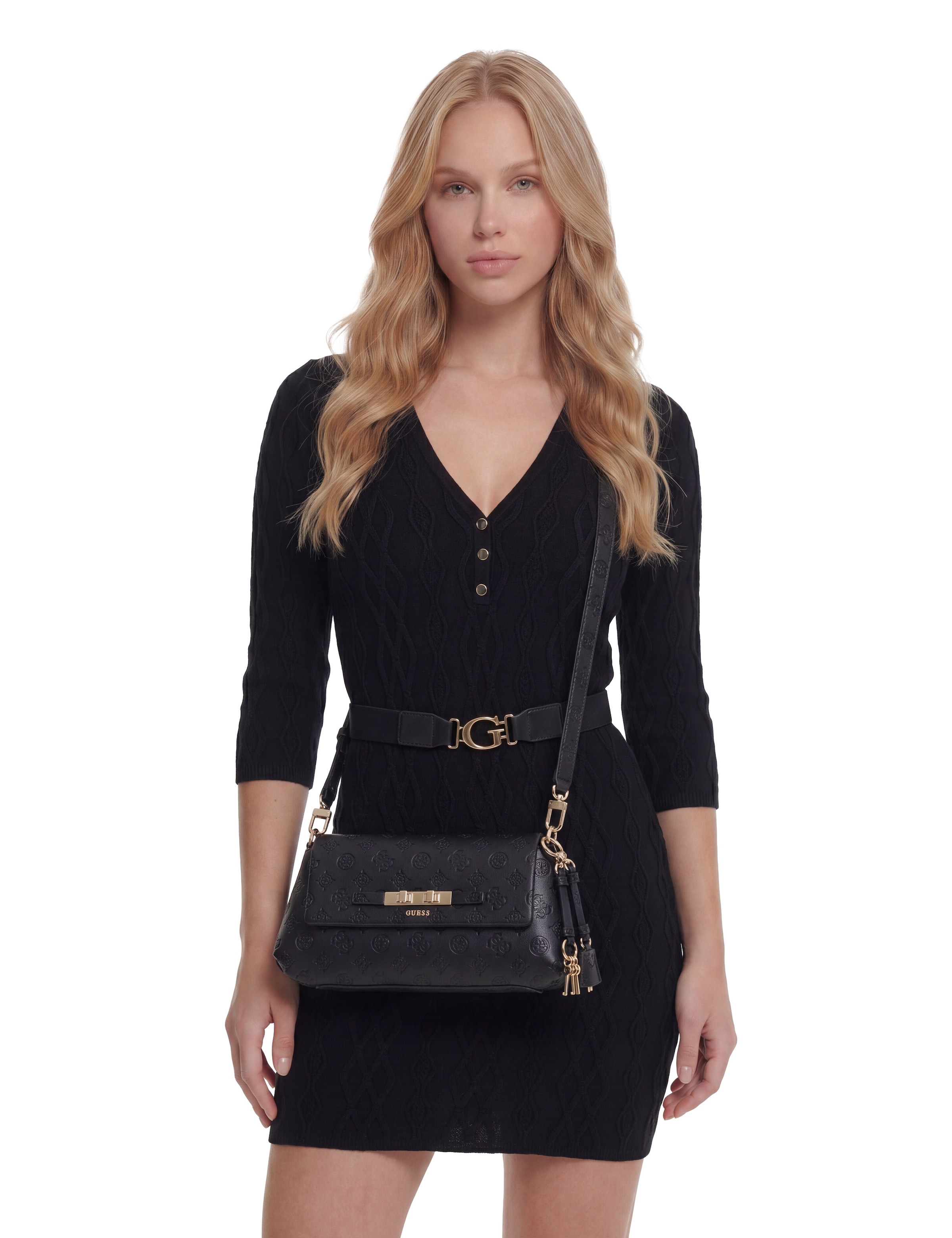 Guess Umhängetasche »CARMELLA CROSSBODY FLAP« Damen Handtasche, Schultertasche mit Überschlag