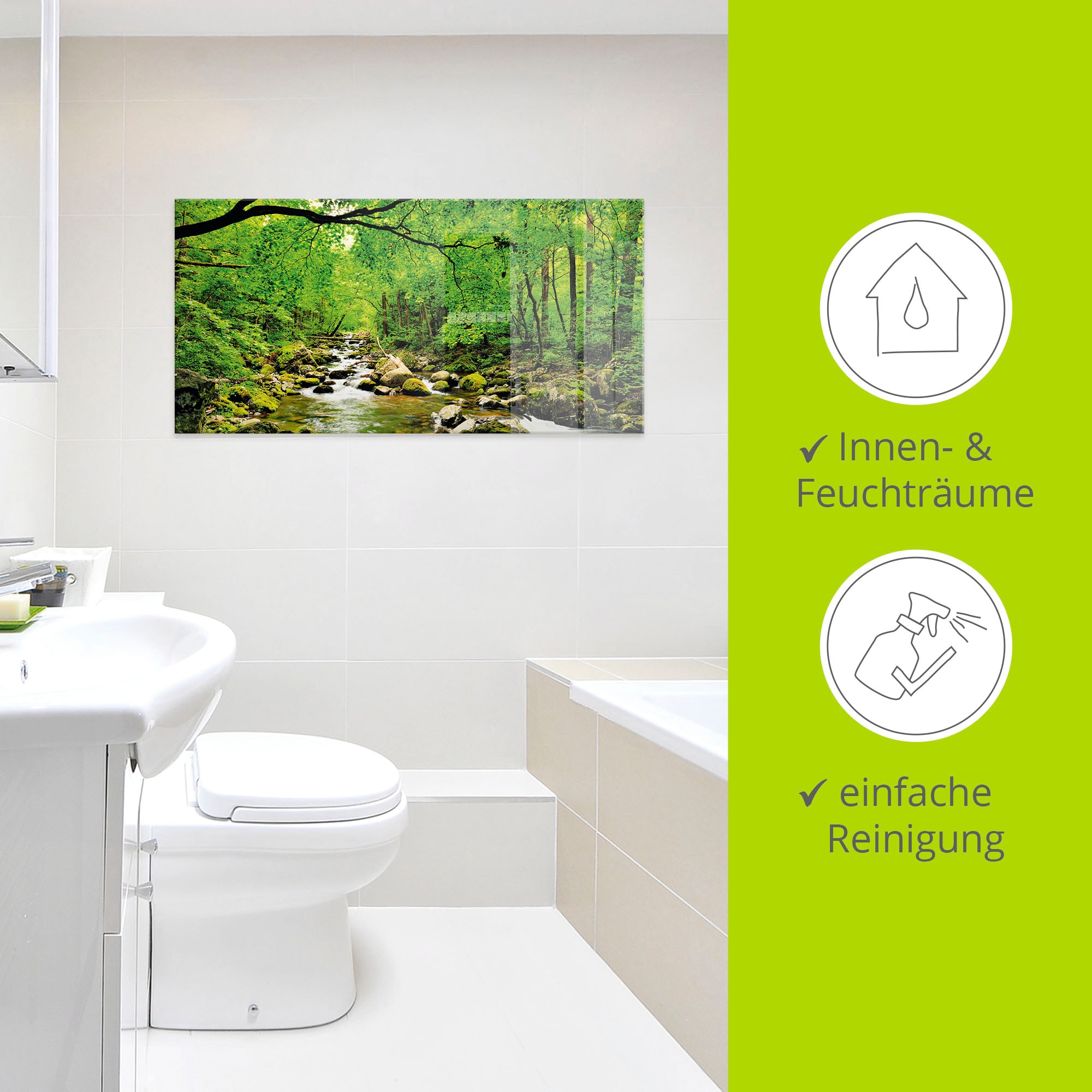 Artland Glasbild »Herbstwald Fluss Smolny« Wald 1 Stk. tlg. in verschiedenen Grössen