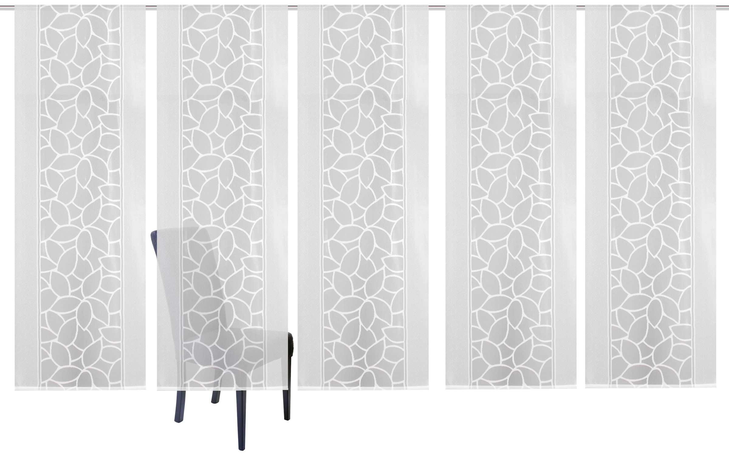 HOME WOHNIDEEN Schiebegardine »JENNA« Klettschiene 5 Stk. tlg. Schiebevorhang Jacquard Set