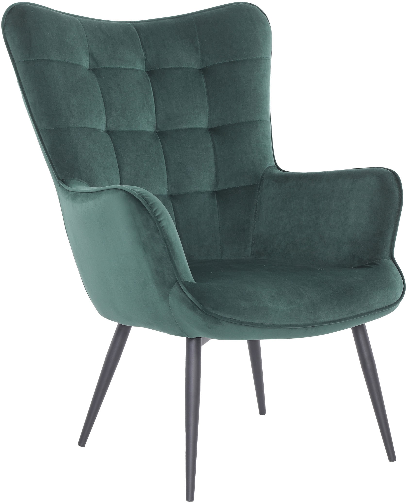 byLIVING Fauteuil »UTA« Bezug Samt in dunkelgrün, Gestell Metall in schwarz, Schaumstoff