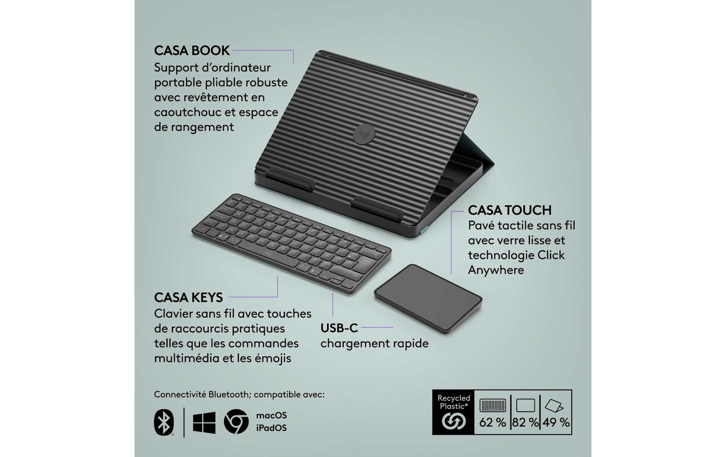 Logitech Clavier de tablette »Cover Casa Pop-Up Desk« ()