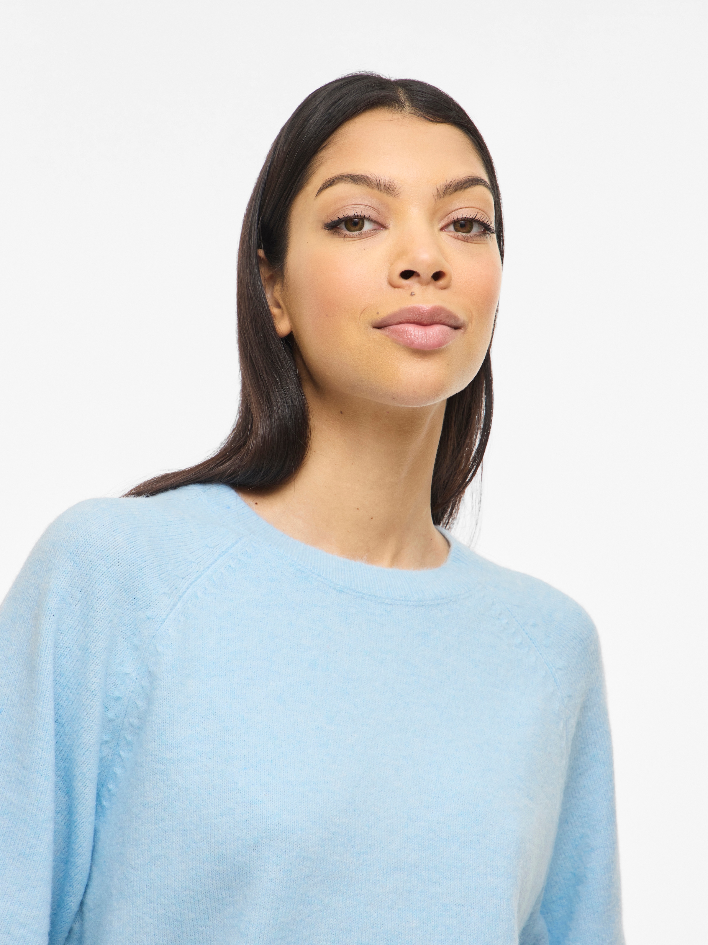 Vila Pull en tricot »VILIGA 2/4 O-NECK KNIT TOP - NOOS« mélange de matières, coupe décontractée