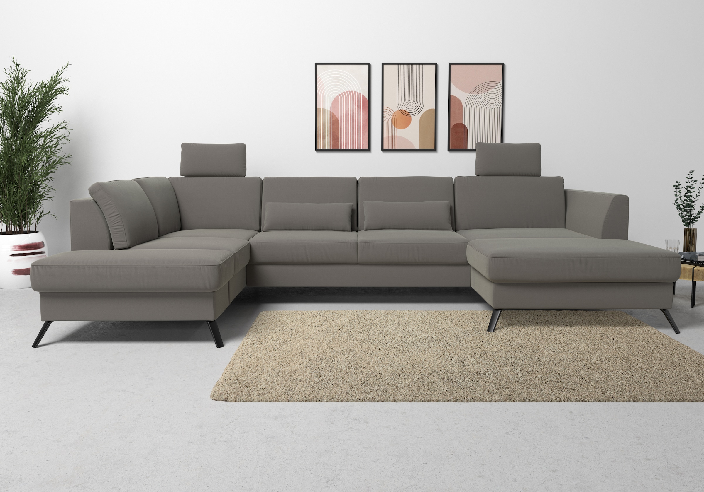 sit&more Paysage de salon »Olsen U-Form« inklusive Sitztiefenverstellung, wahlweise mit Bettfunktion, 15cm hoch