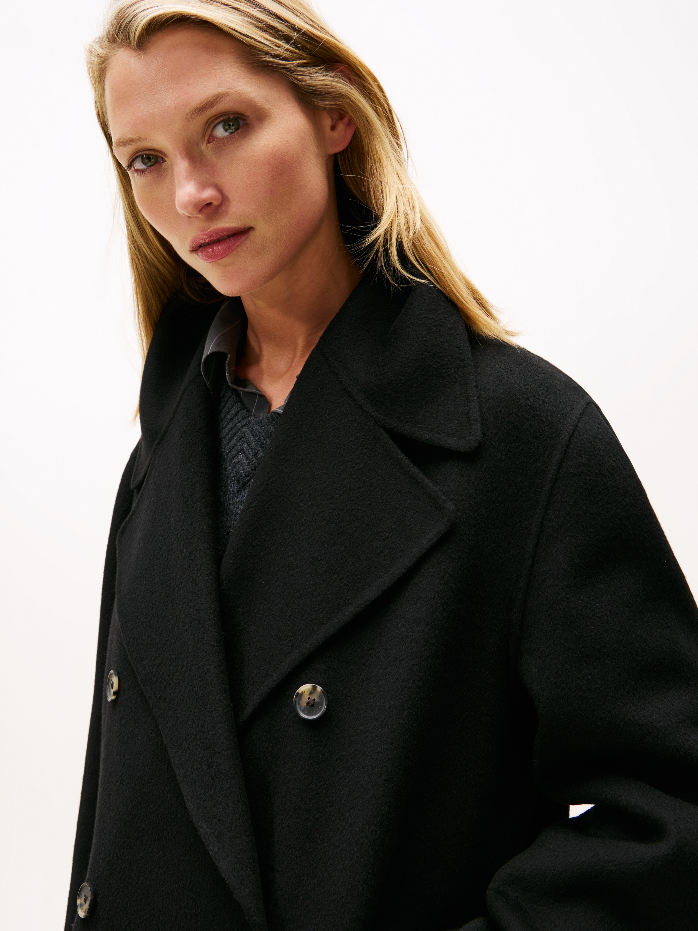 Tommy Hilfiger Manteau court »DF WOOL BLEND REG PEACOAT« mit Wolle