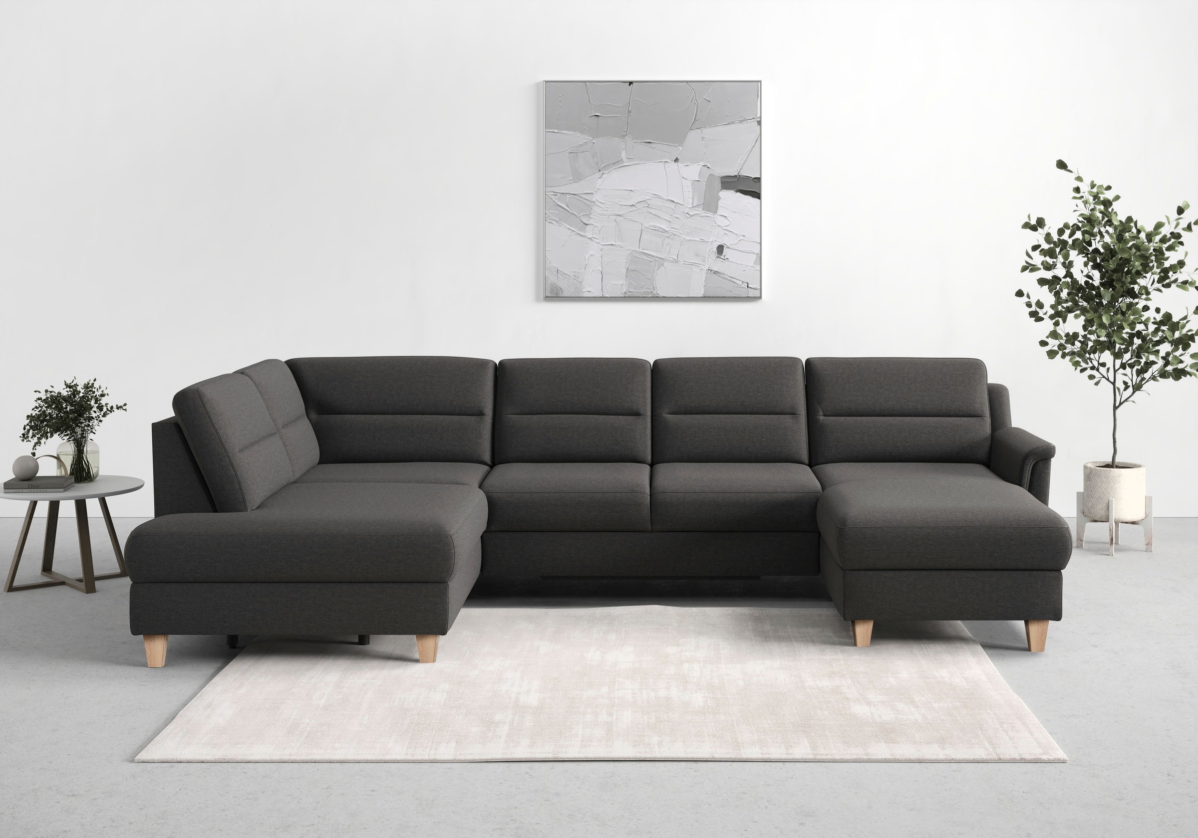 sit&more Paysage de salon »Farö U-Form« inklusive Federkern, wahlweise mit Bettfunktion und Bettkasten