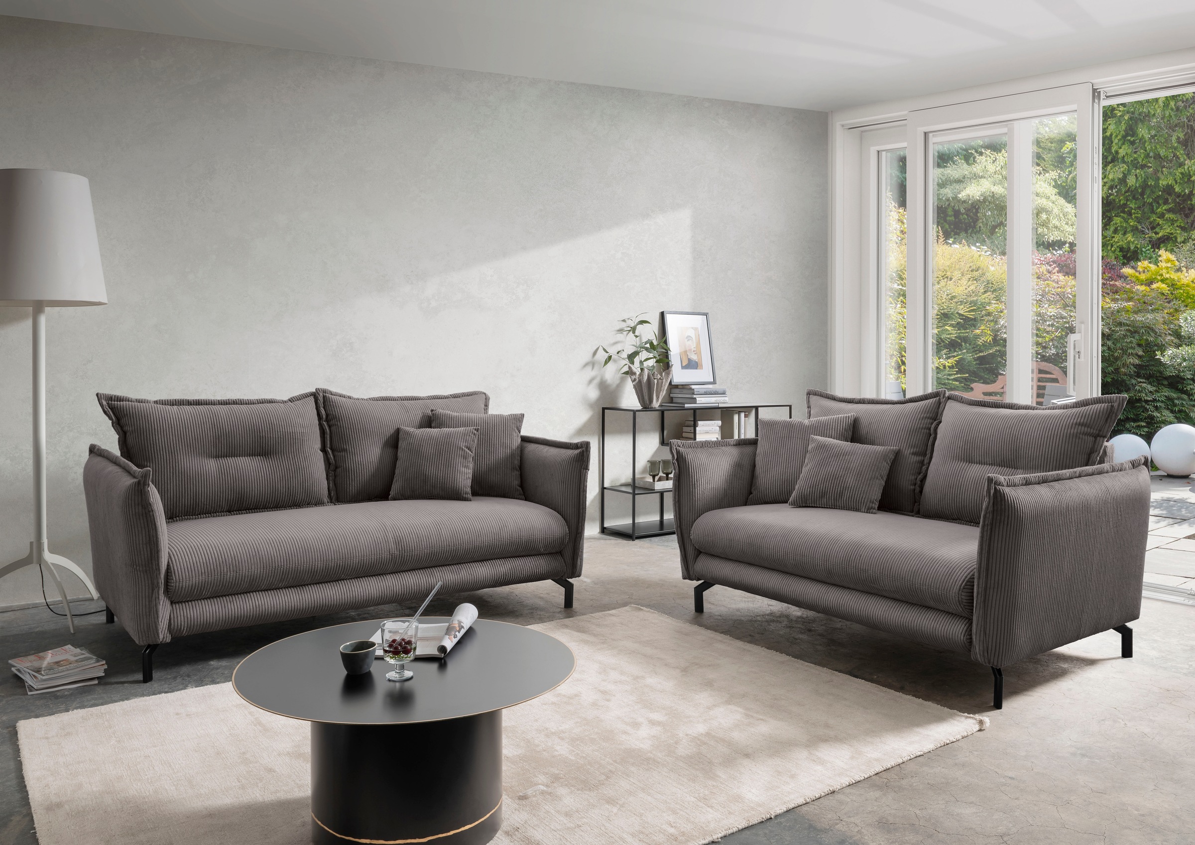 Home affaire Ecksofa »Lazio modern und bequem, schmale Armlehnen, tolle Detailverarbeitung« zwei verschiedene Fussfarben wählbar