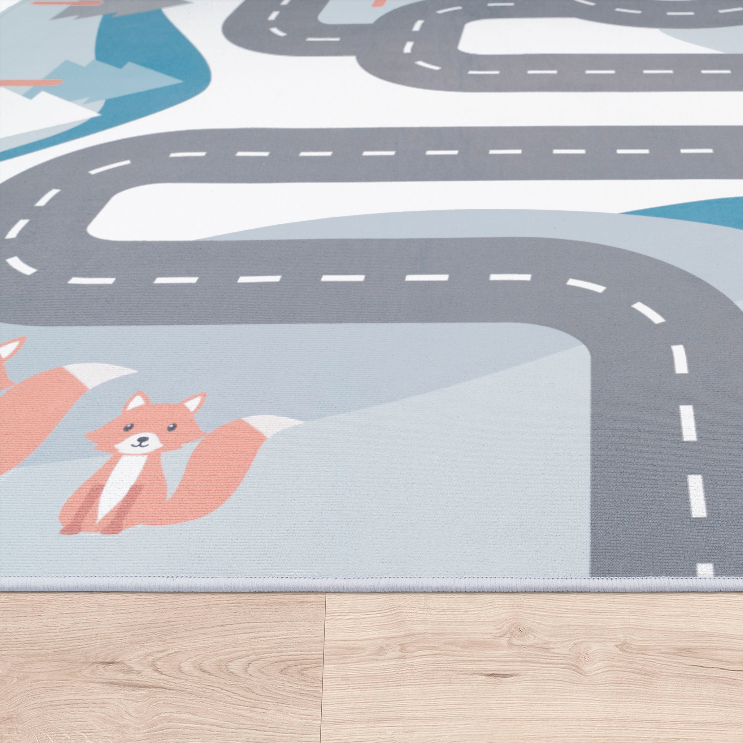 Paco Home Tapis pour enfants »Bino 574« Rond 4 mm Höhe Kurzflor, Strassen-Spiel-Teppich, Tippis & Wald, Kinderzimmer