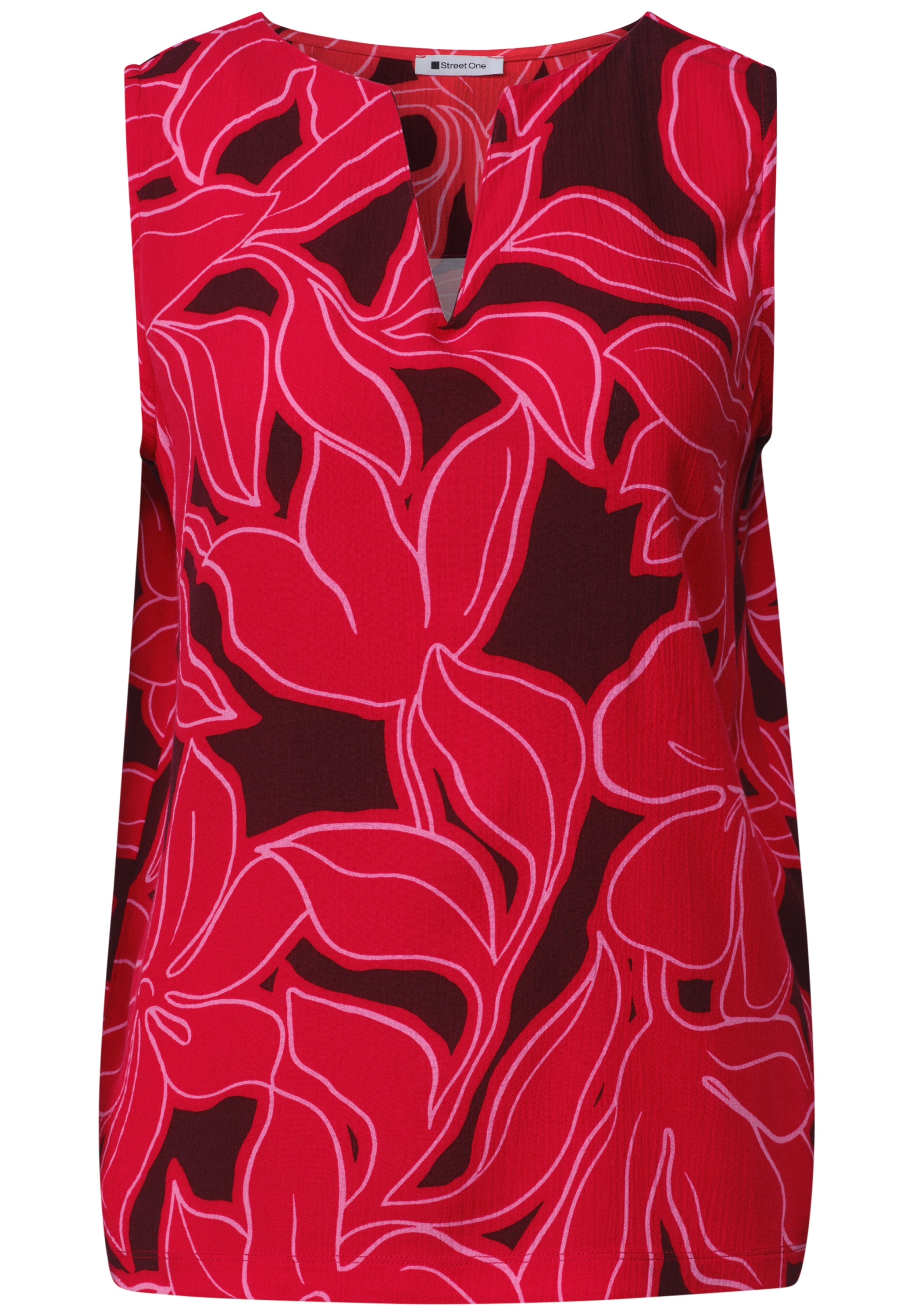 STREET ONE Haut de chemise Top d'été avec mélange de textures et imprimé