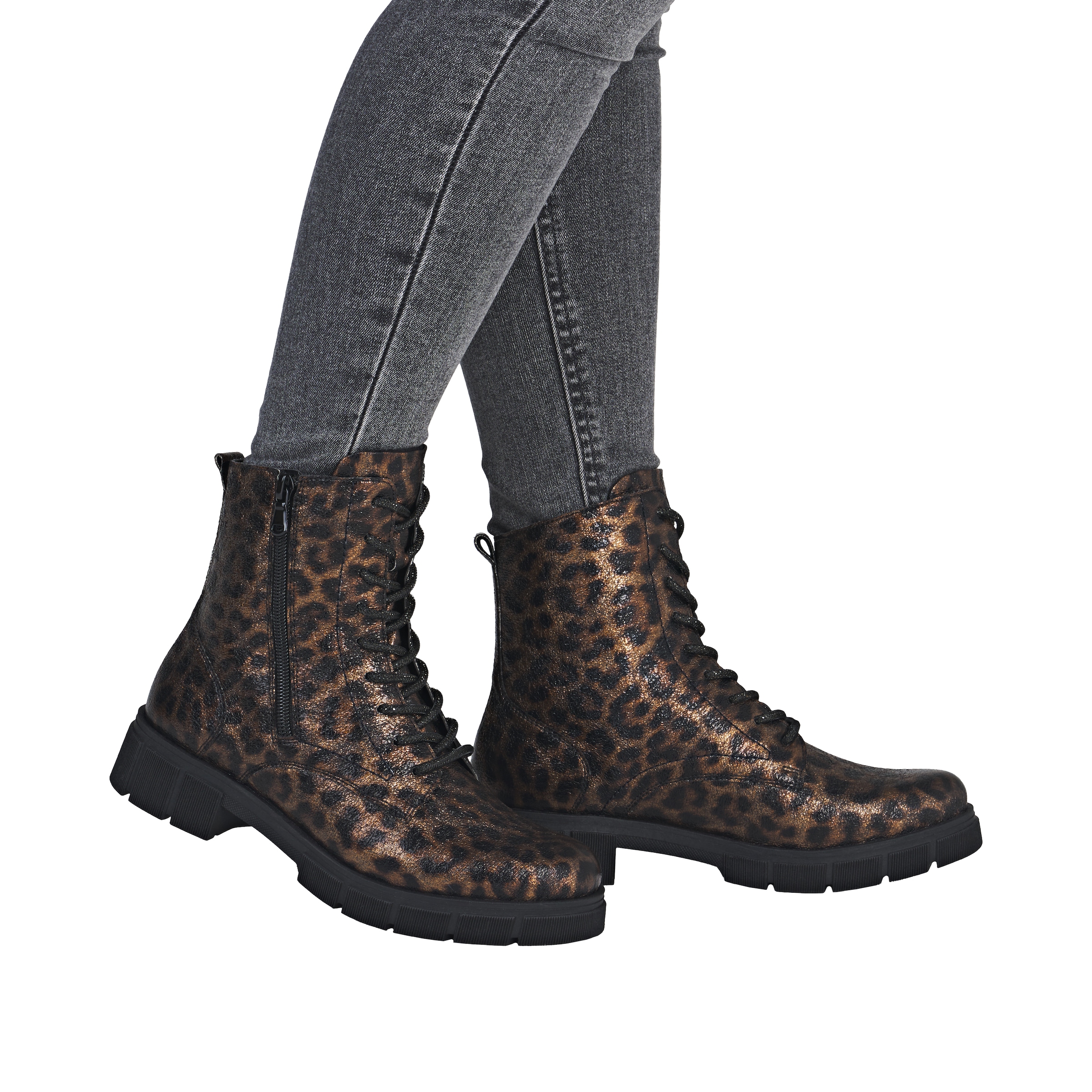 Remonte Bottes à lacets  Schnürboots, Stiefelette, Profilsohle, mit Glitzer-Schnürsenkel