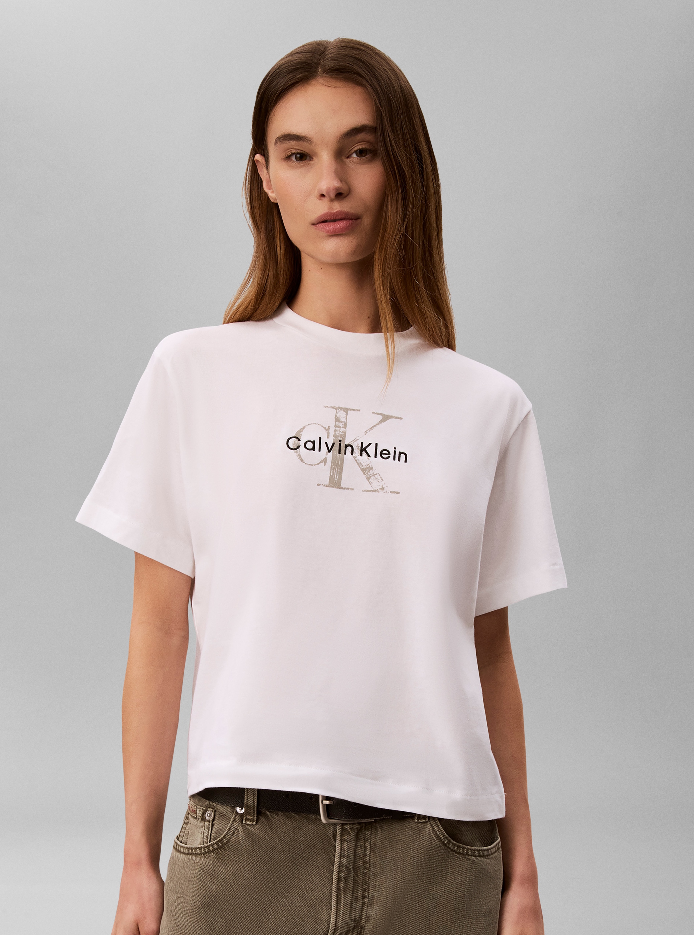 Calvin Klein T-shirt »BOXY HAND DRAWN MONOLOGO TEE« coupe régulière, logo