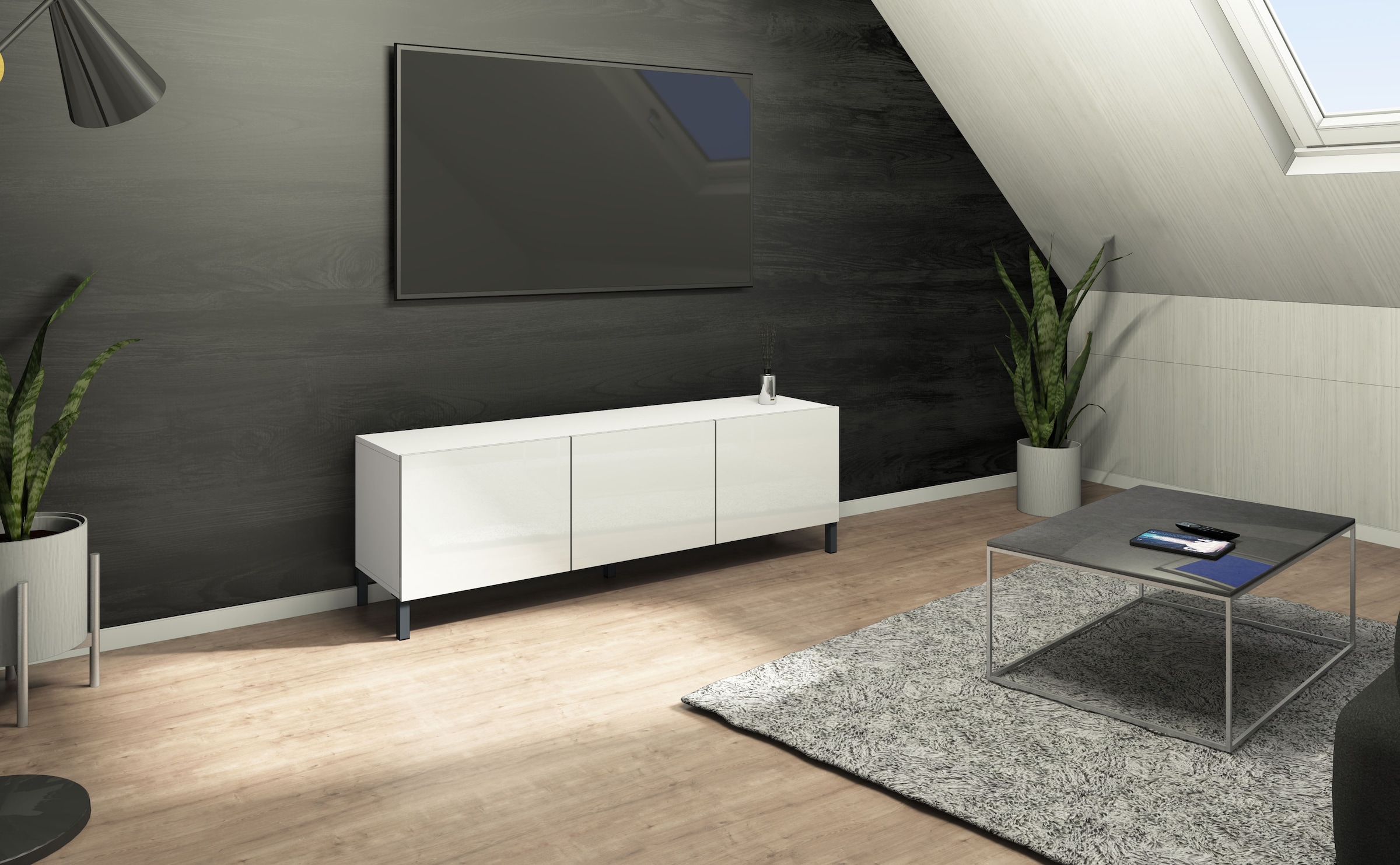 borchardt Möbel Table basse »Sophia, TV-Schrank mit Metallfüssen« Metallfüsse, grifflose Optik