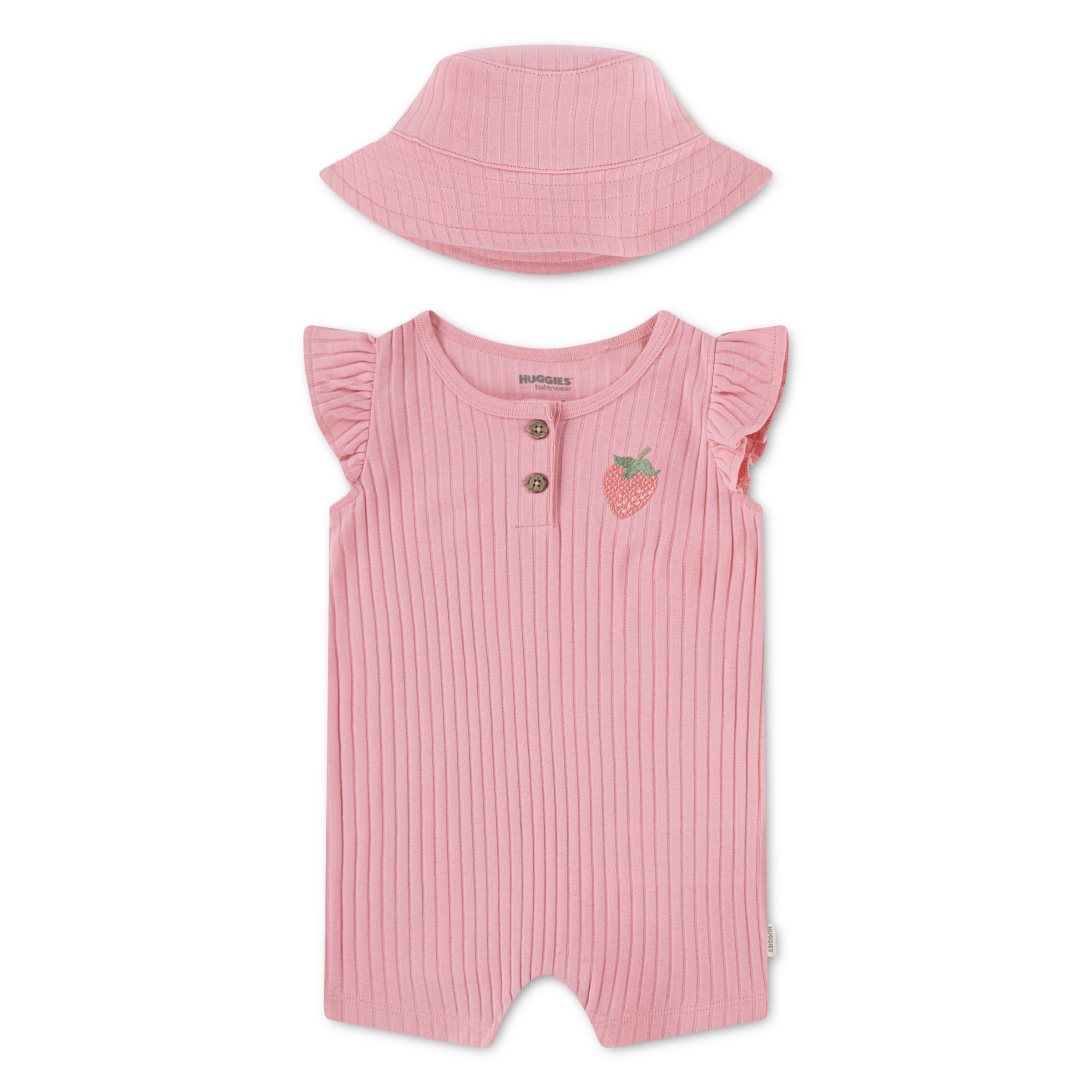 HUGGIES babywear Neugeborenen-Geschenkset »HUGG ROMPER + HAT ATTACHMENT« Set, 2 mit passendem Sonnenhut, Baumwolle